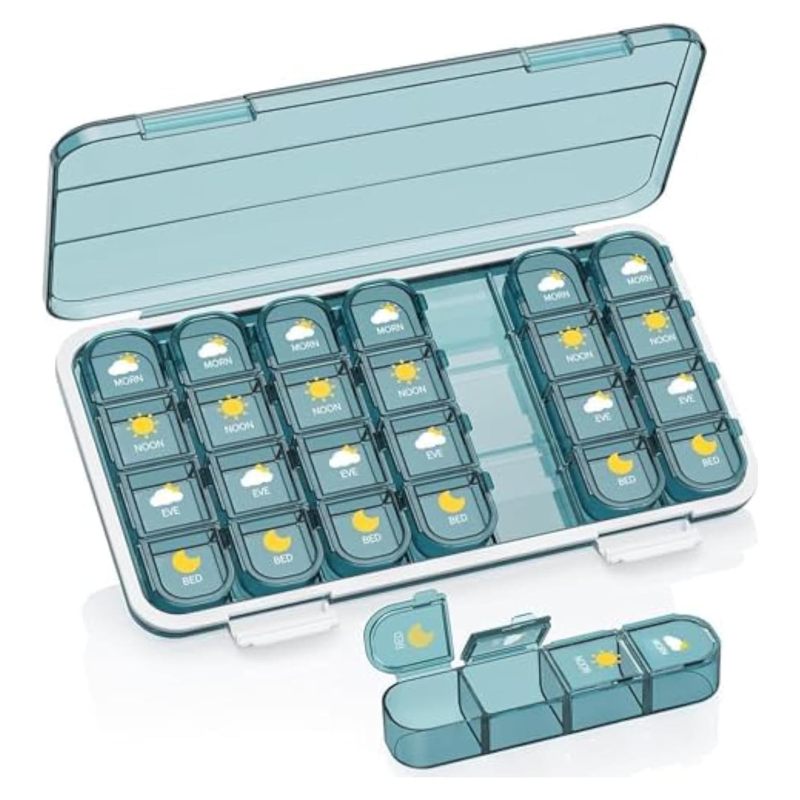 Organizador de Pastillas Acedada 4 Veces al Día 7 Días Azul