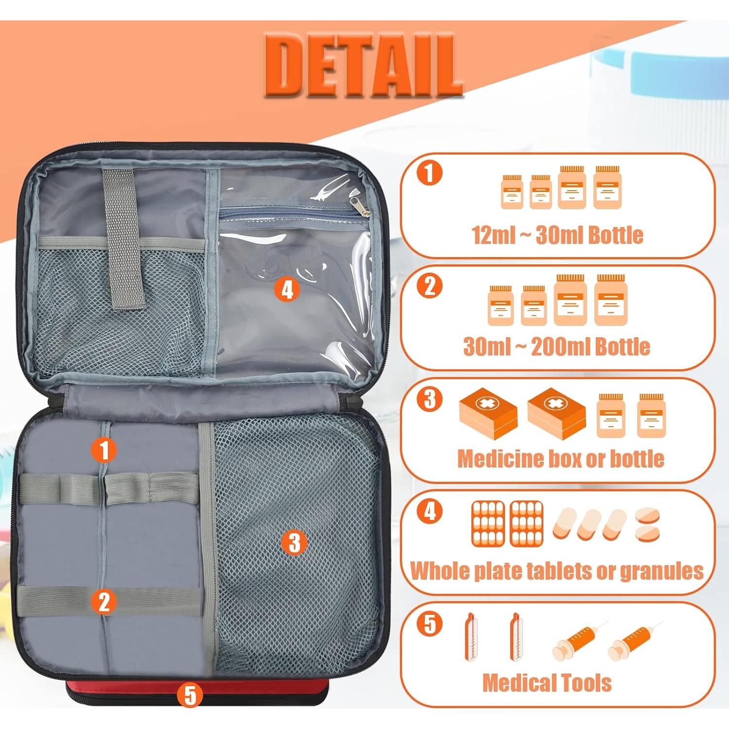 Bolsa de Almacenamiento de Medicamentos GDNasist Roja 30x20x17cm