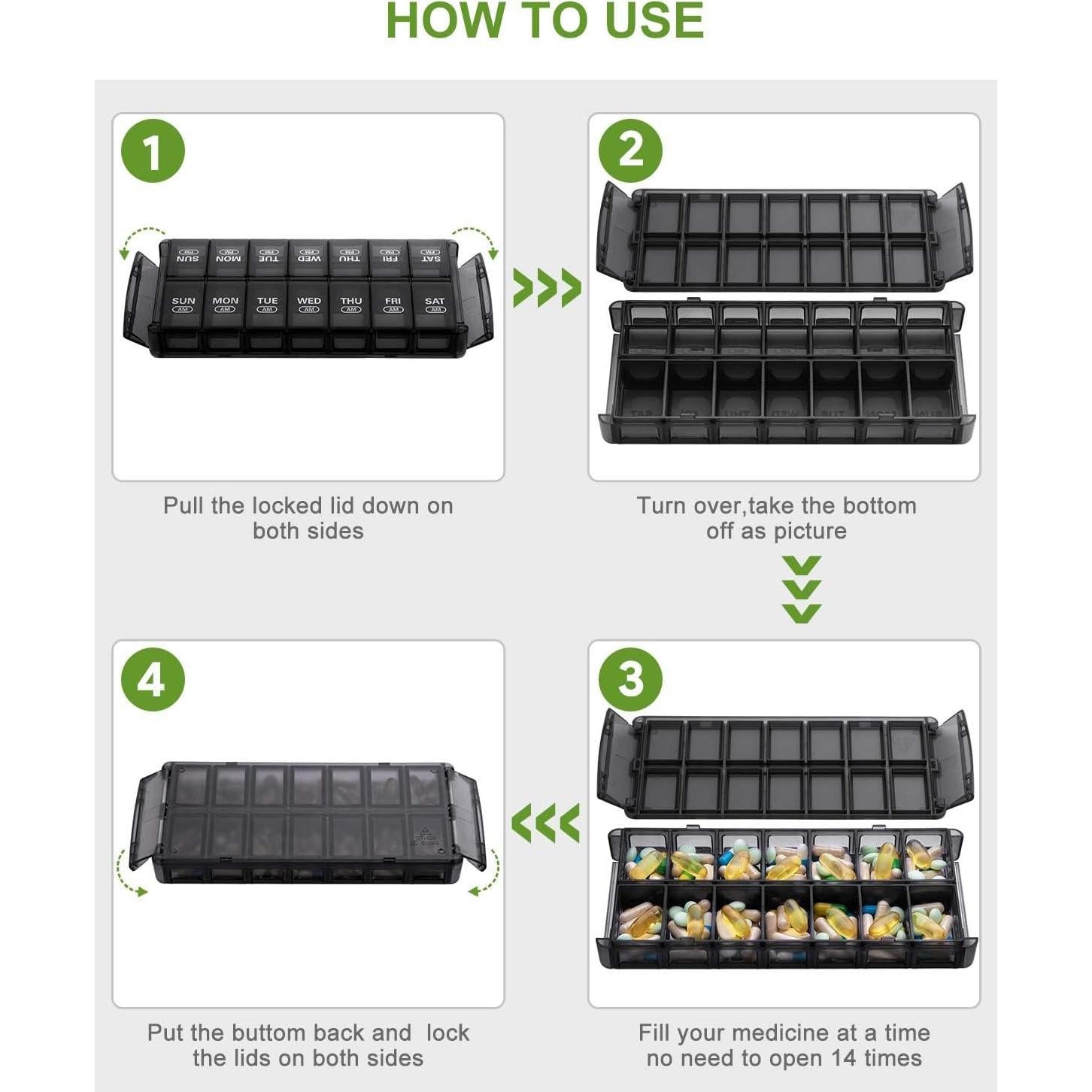 Organizador Semanal de Pastillas Sukuos 7 Días AM/PM Grande