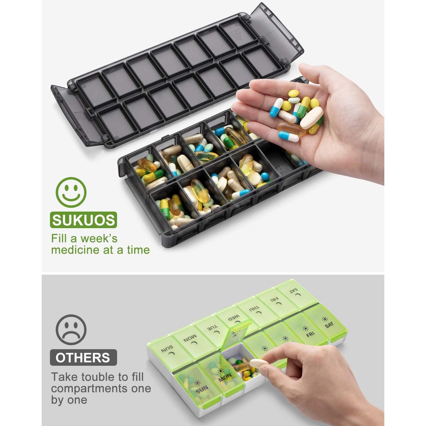 Organizador Semanal de Pastillas Sukuos 7 Días AM/PM Grande