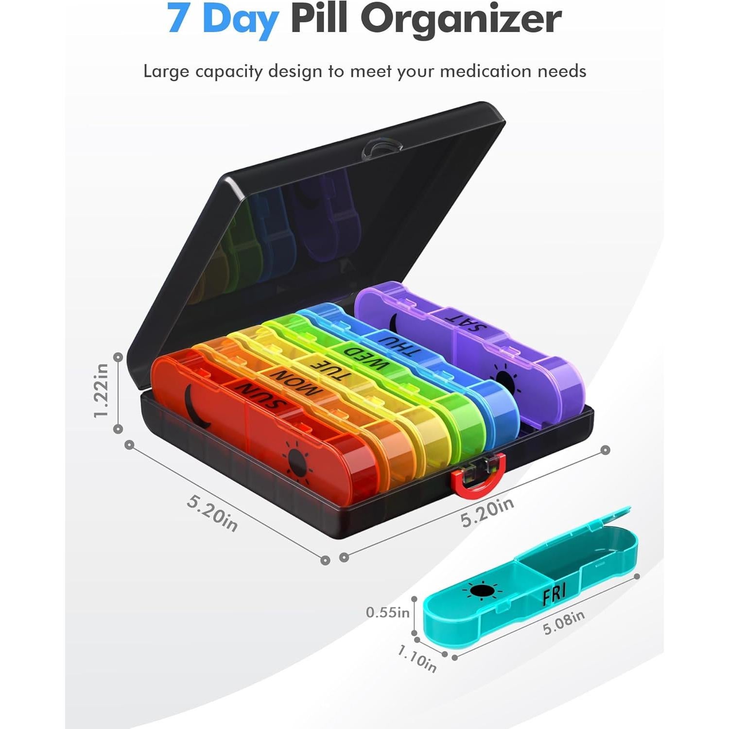 Organizador Semanal de Pastillas Funck AM PM 7 Días Portátil