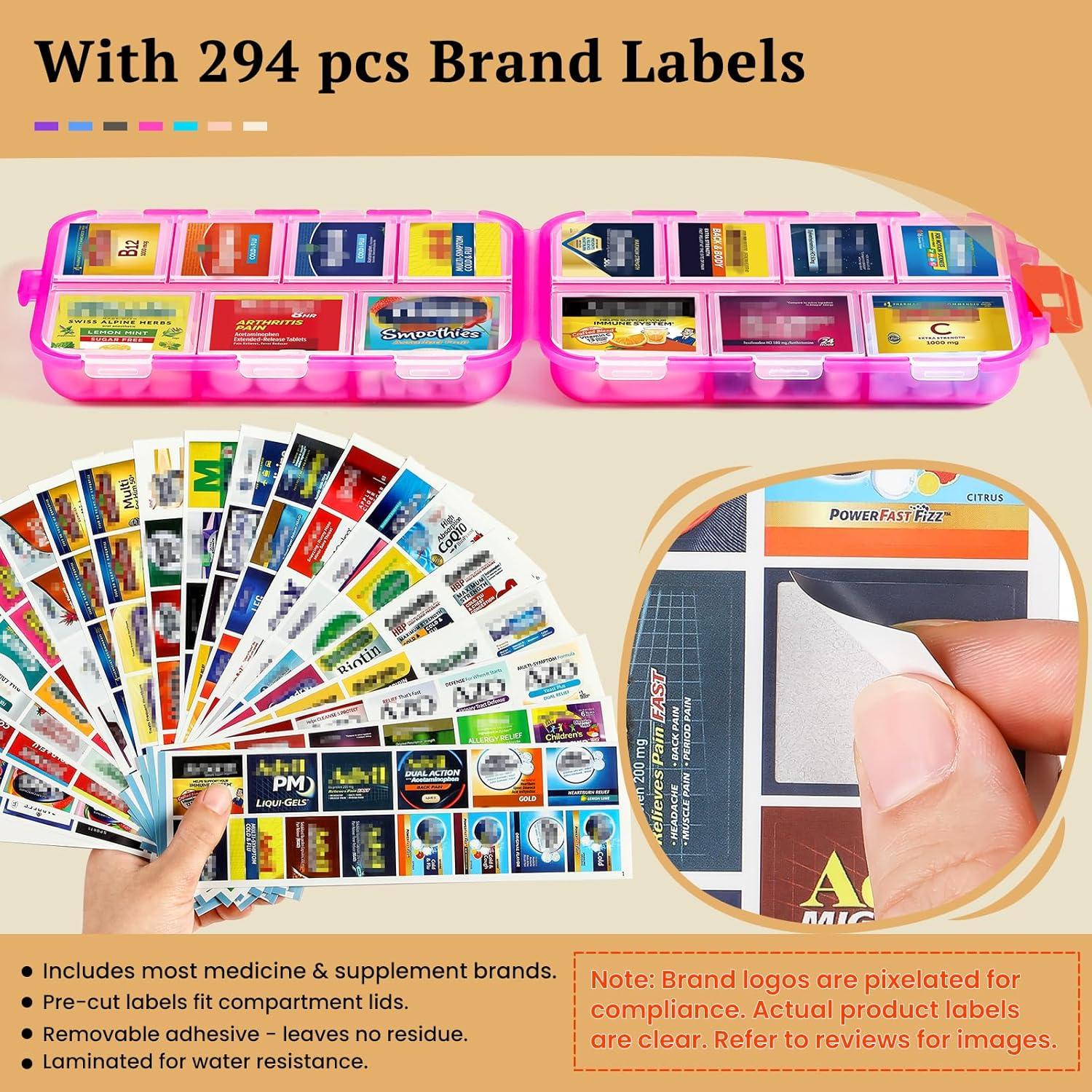 Organizador de Pastillas Portátil PILABEL Rosa 14 Compartimentos