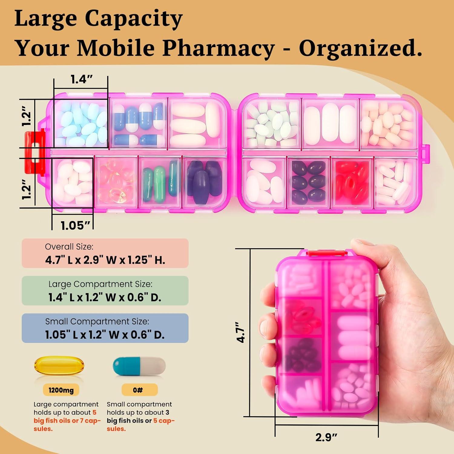 Organizador de Pastillas Portátil PILABEL Rosa 14 Compartimentos