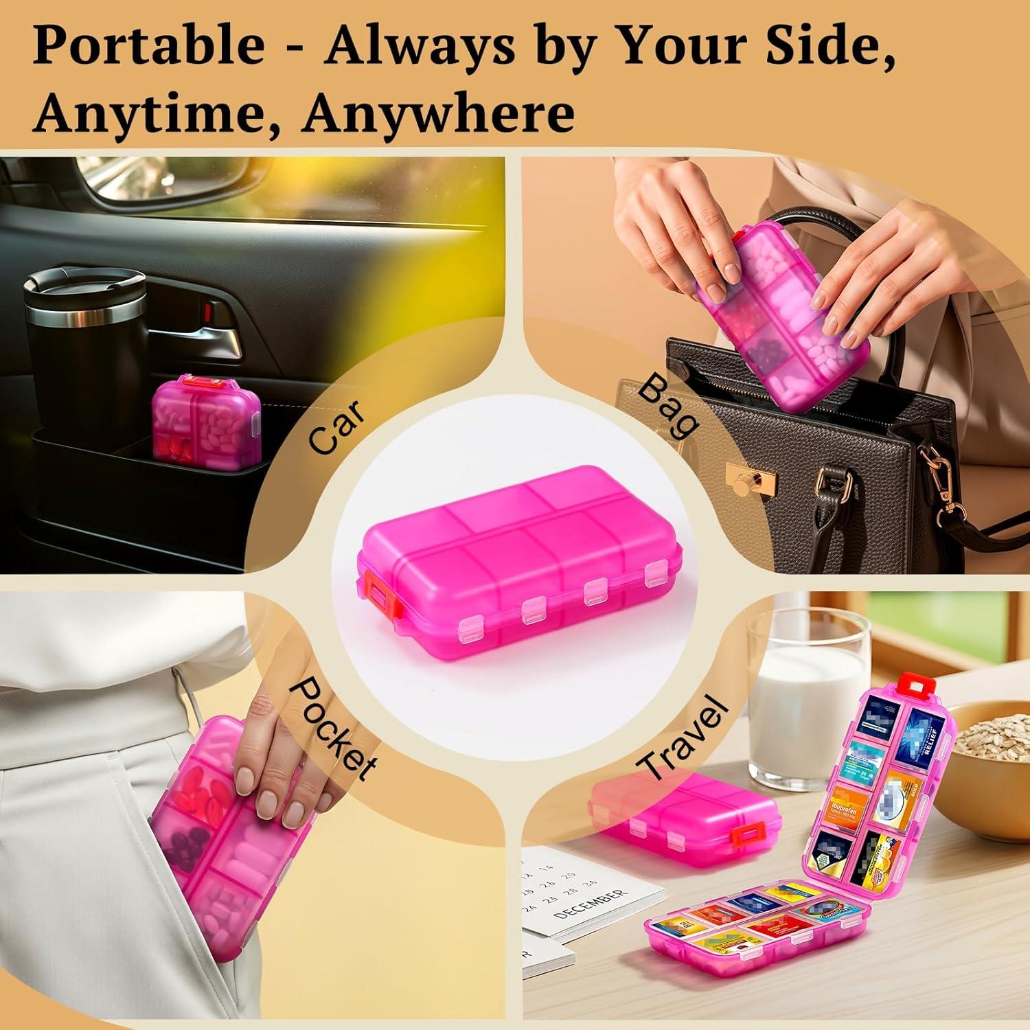 Organizador de Pastillas Portátil PILABEL Rosa 14 Compartimentos