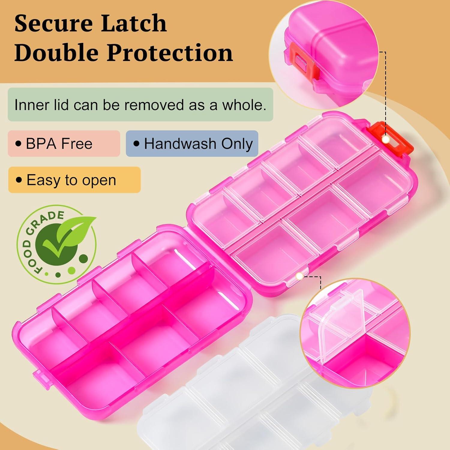 Organizador de Pastillas Portátil PILABEL Rosa 14 Compartimentos