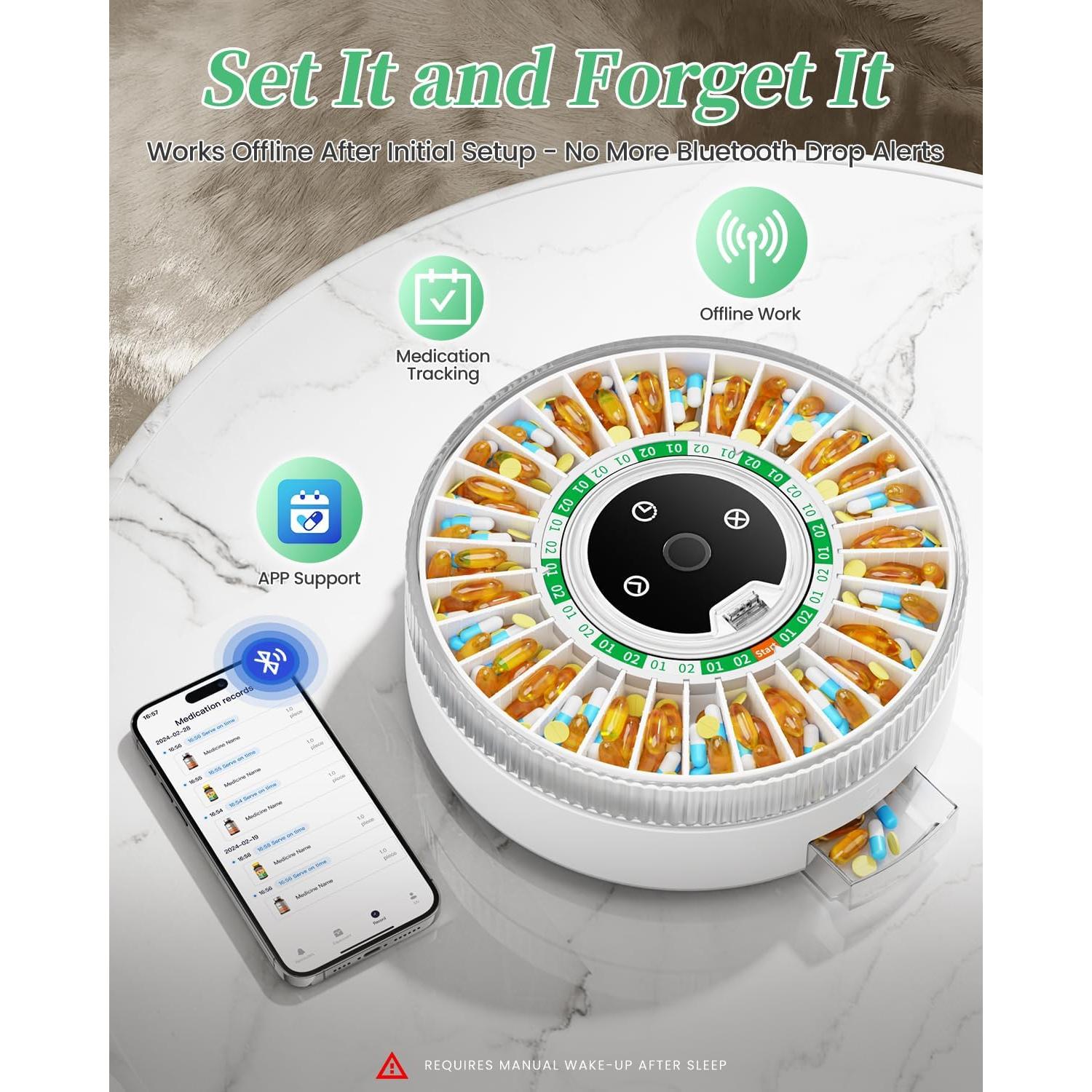 Dispensador de Pastillas Inteligente COLORWING 2025 Verde con Alarmas