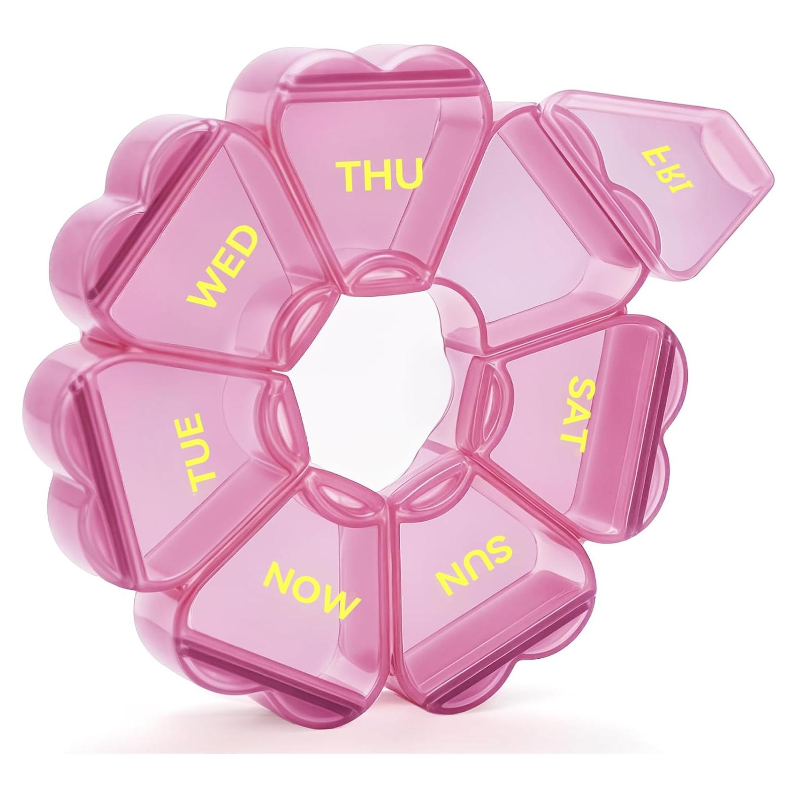 Organizador de Pastillas Semanal SHIJOINYU Rosa 7 Compartimentos