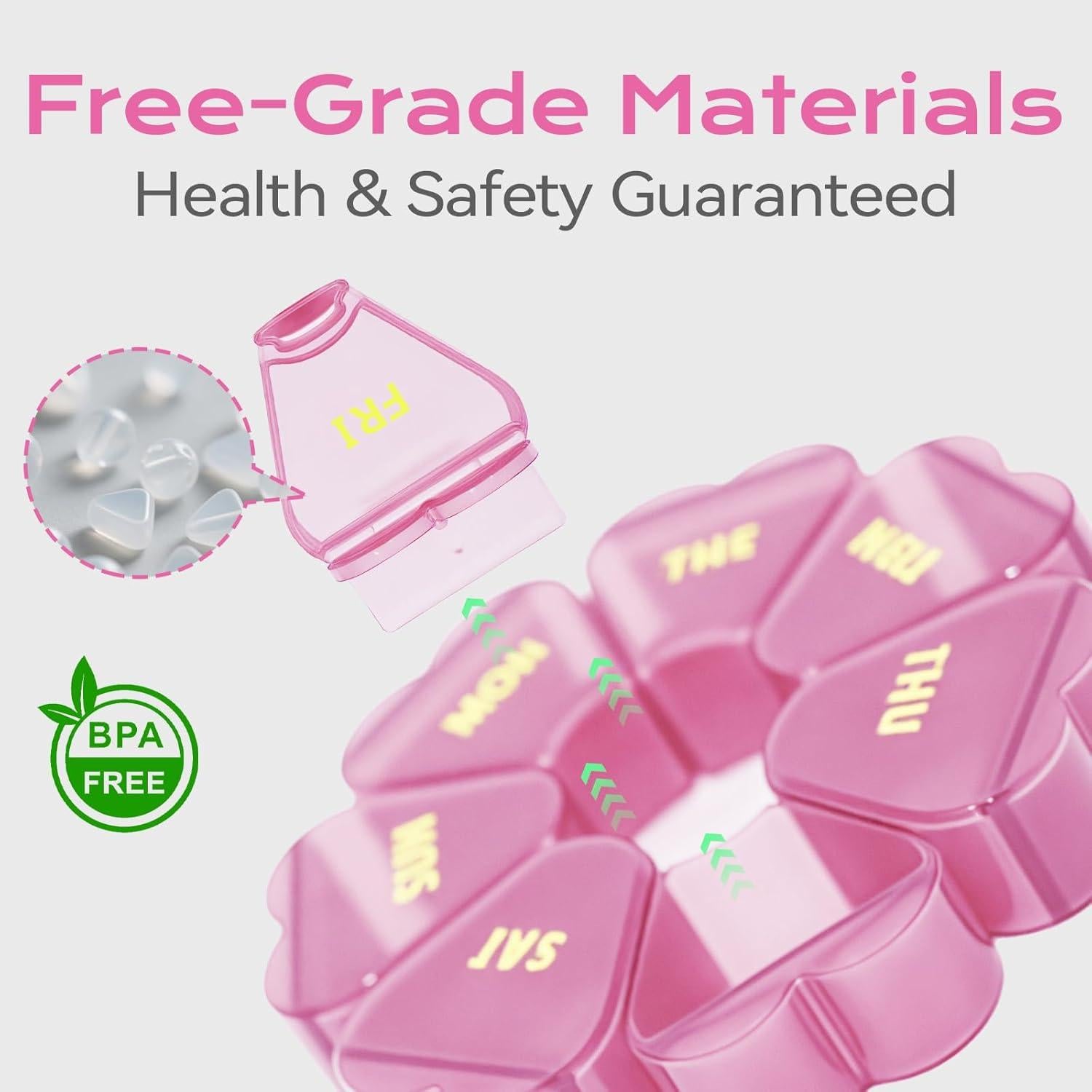 Organizador de Pastillas Semanal SHIJOINYU Rosa 7 Compartimentos