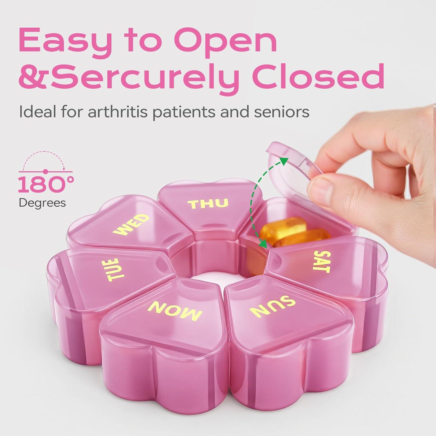 Organizador de Pastillas Semanal SHIJOINYU Rosa 7 Compartimentos