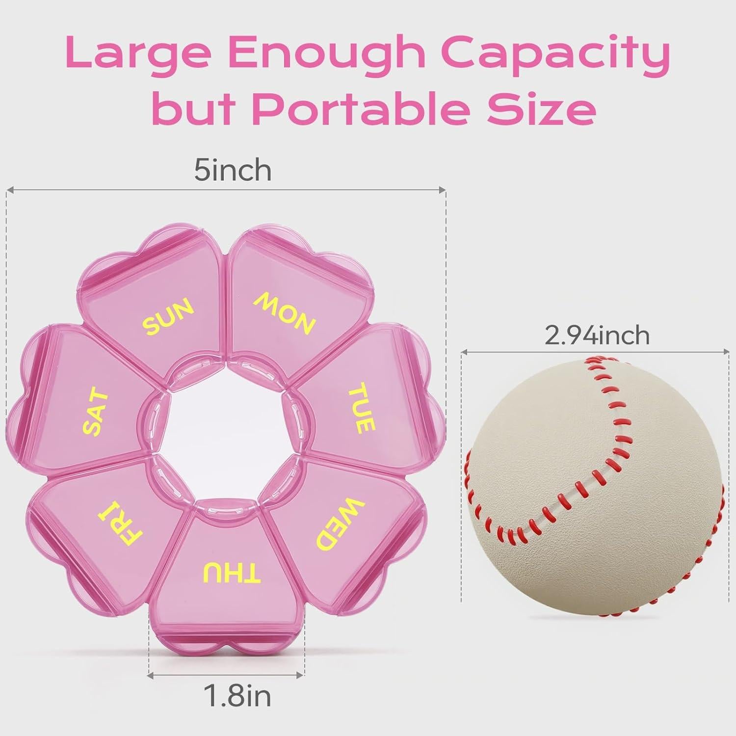 Organizador de Pastillas Semanal SHIJOINYU Rosa 7 Compartimentos