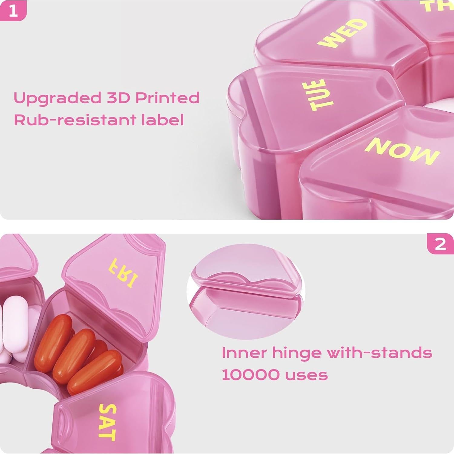 Organizador de Pastillas Semanal SHIJOINYU Rosa 7 Compartimentos