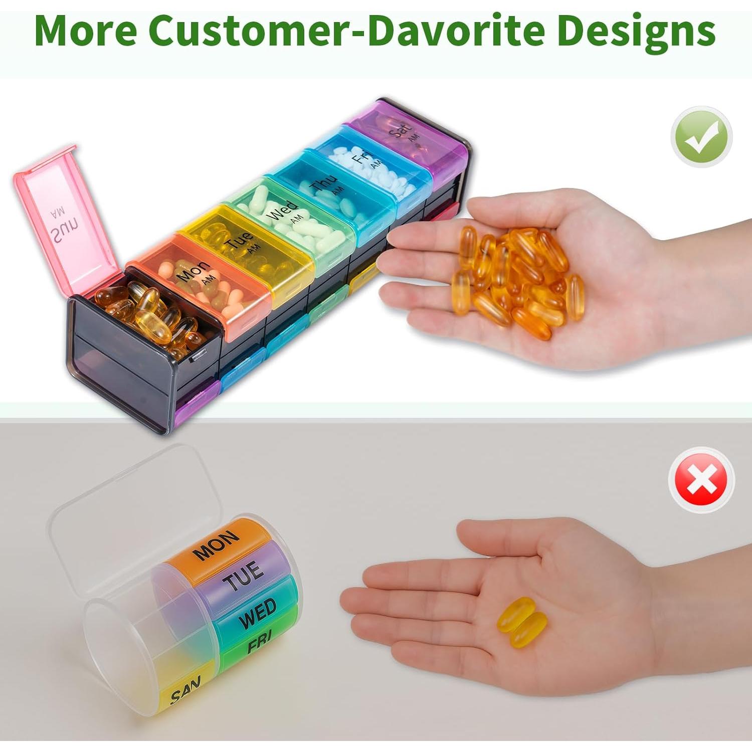 Organizador de Pastillas Semanal XXL Daviky 2 Veces al Día AM PM