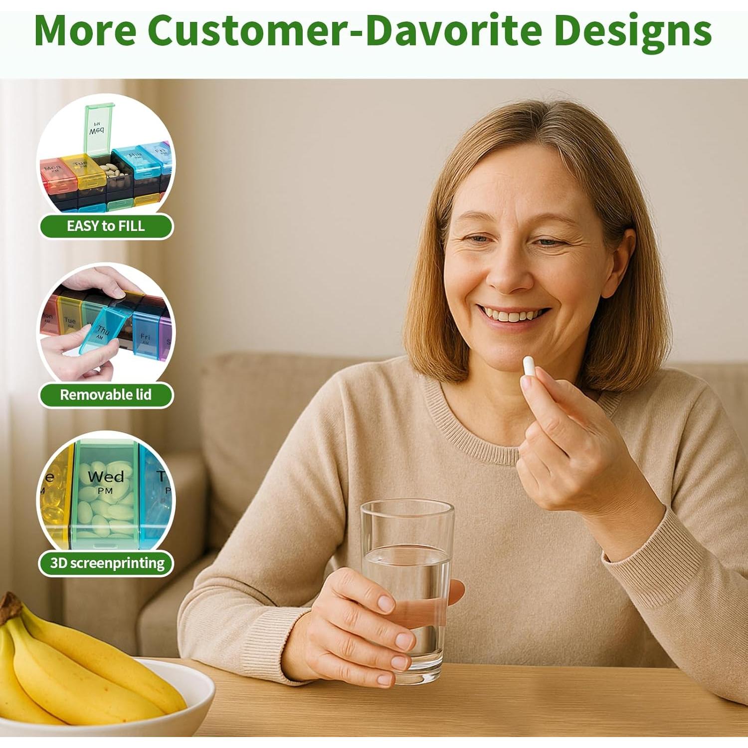 Organizador de Pastillas Semanal XXL Daviky 2 Veces al Día AM PM