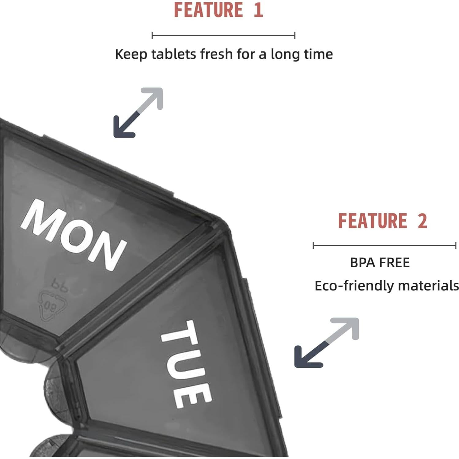 Organizador de Pastillas Diarias LIEBCTRL Negro 7 Días