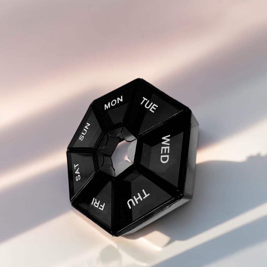 Organizador de Pastillas Diarias LIEBCTRL Negro 7 Días