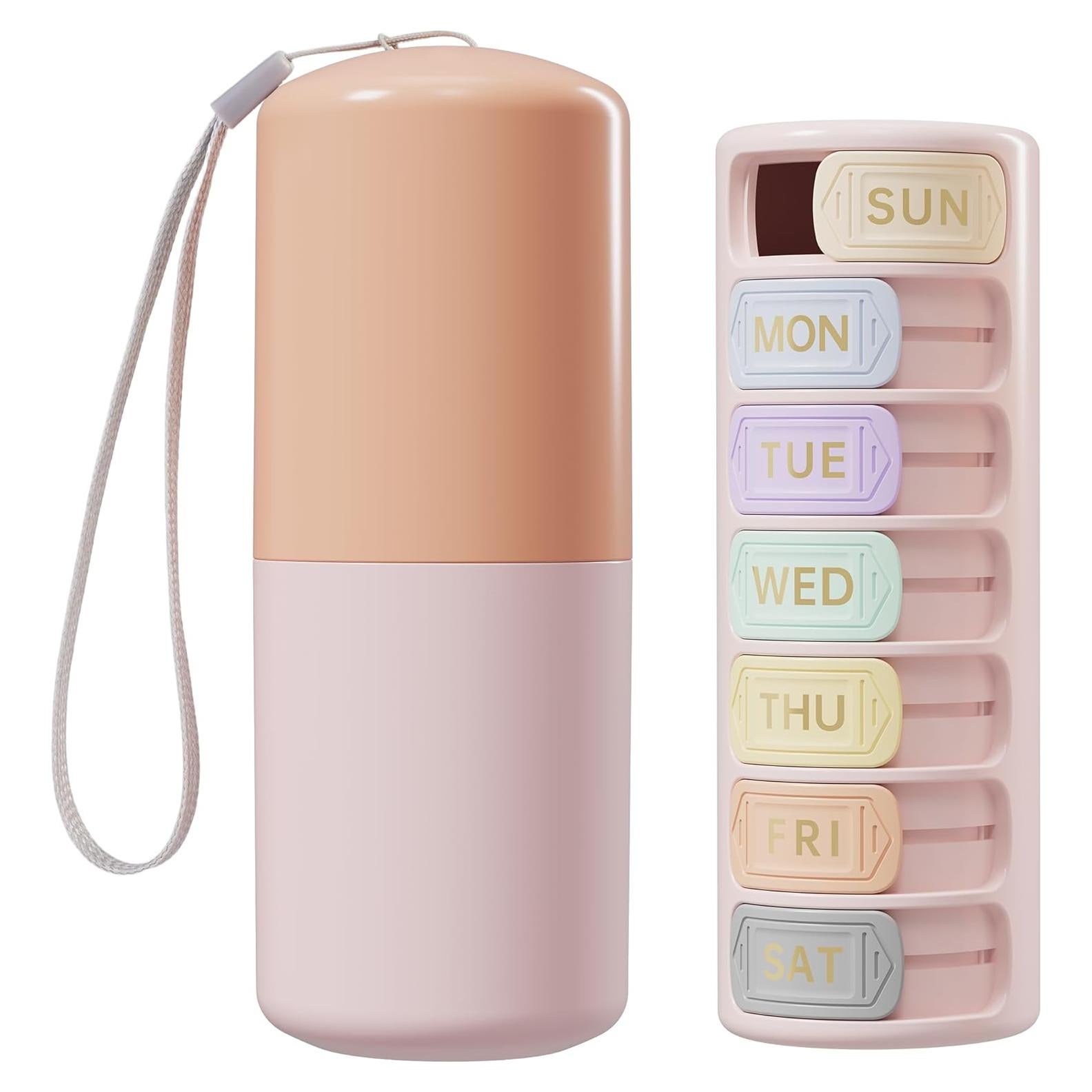 Organizador de Pastillas Semanal Restree Rosa - Impermeable 7 Compartimentos