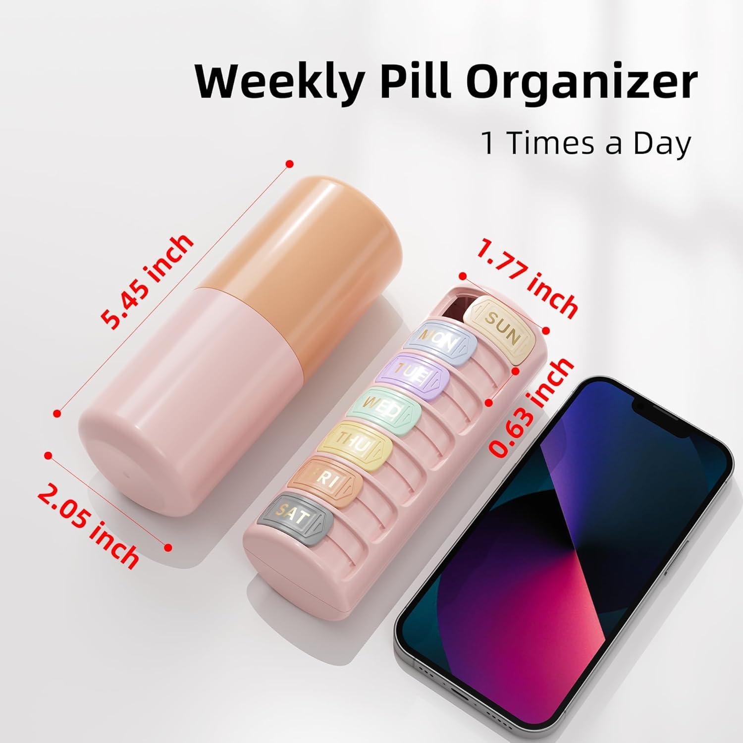 Organizador de Pastillas Semanal Restree Rosa - Impermeable 7 Compartimentos