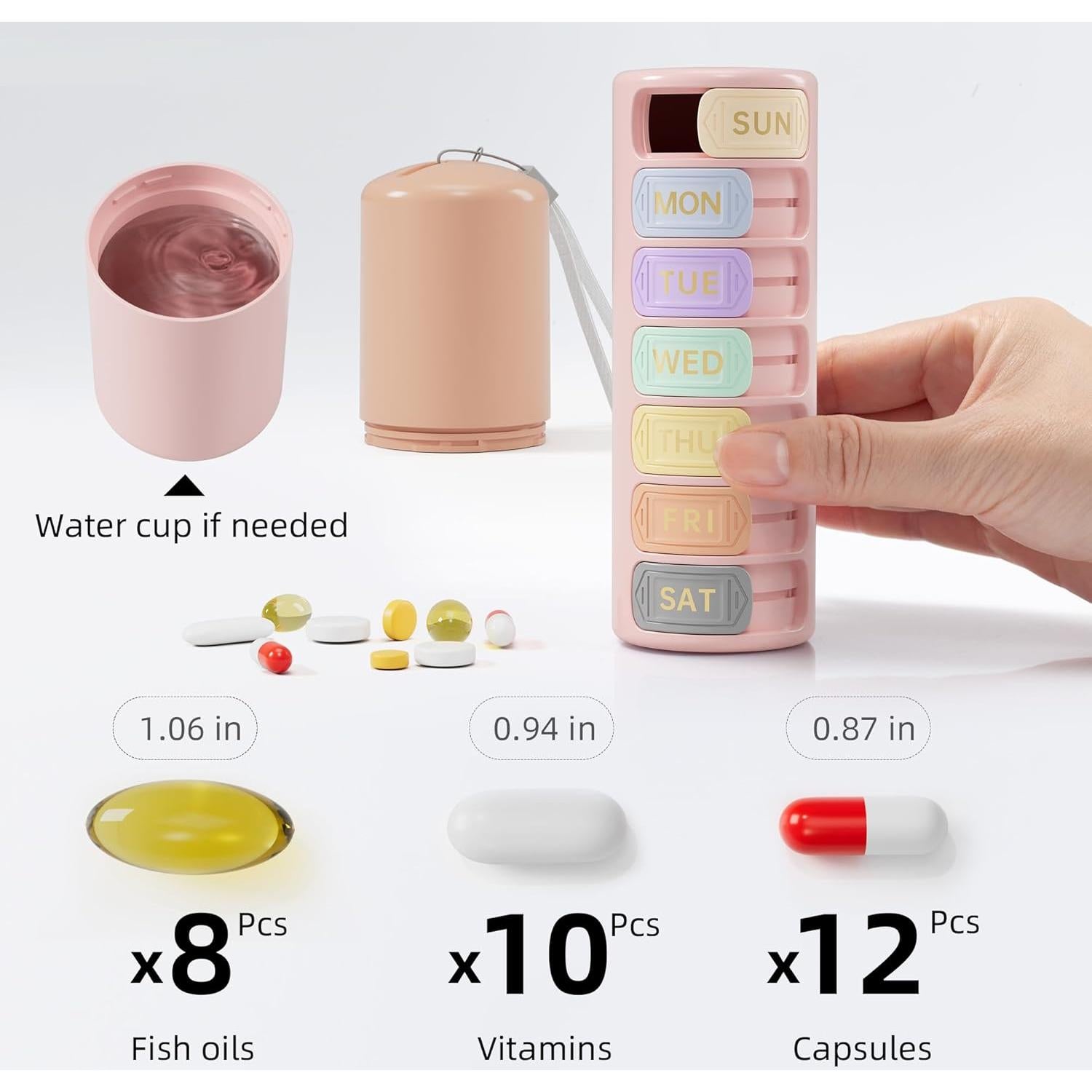 Organizador de Pastillas Semanal Restree Rosa - Impermeable 7 Compartimentos