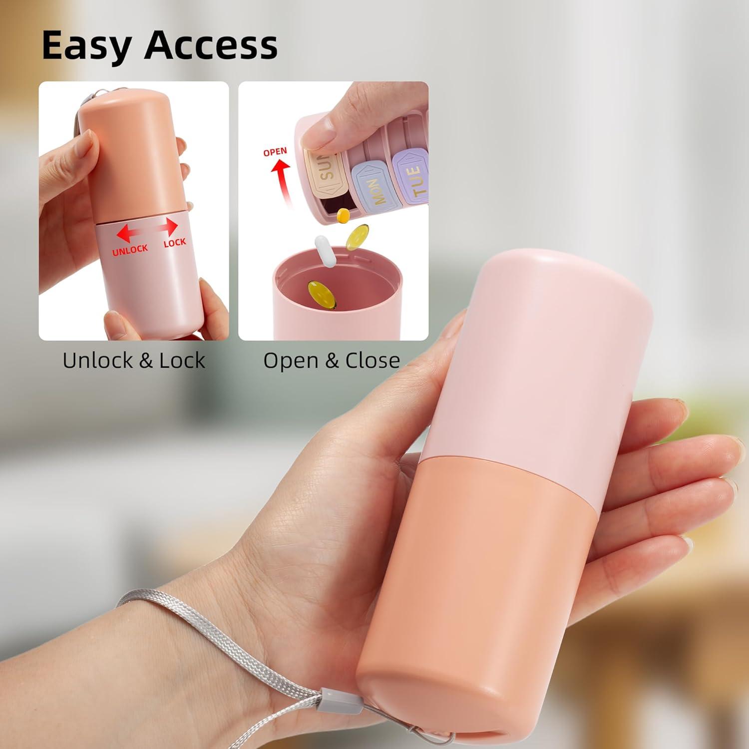 Organizador de Pastillas Semanal Restree Rosa - Impermeable 7 Compartimentos