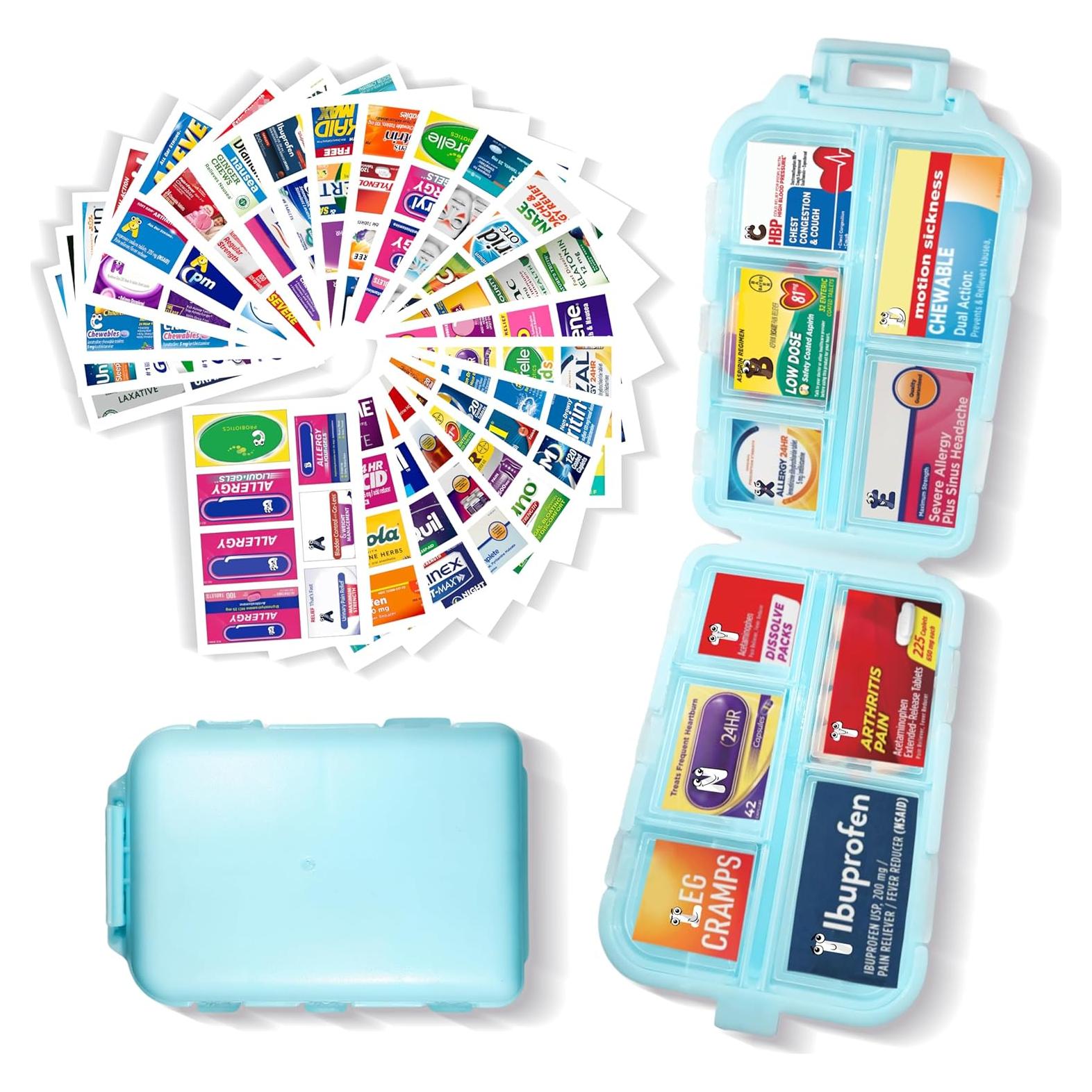 Organizador de Pastillas YIXIAN 7 Días Azul con Etiquetas