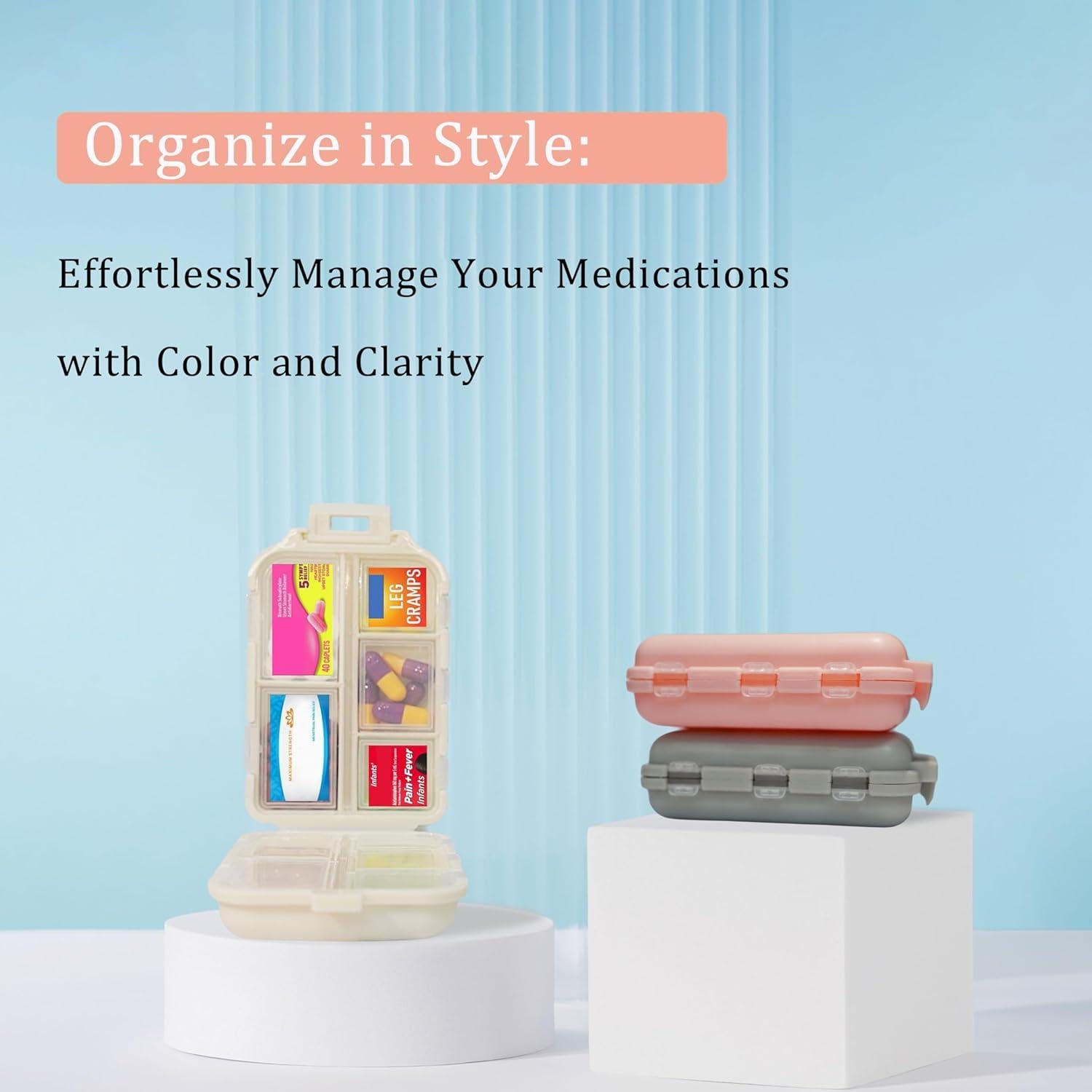 Organizador de Pastillas YIXIAN 7 Días Azul con Etiquetas