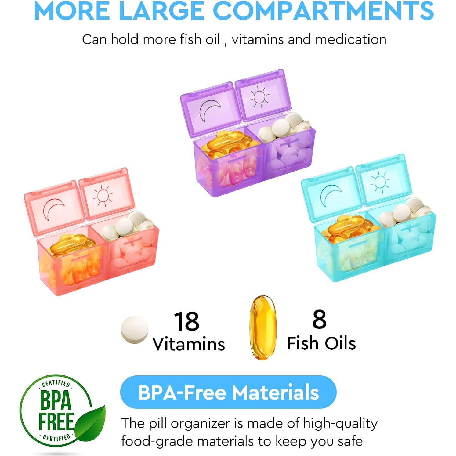 Organizador de Pastillas Mensual LEMBOL 30 Días AM PM 32 Compartimentos