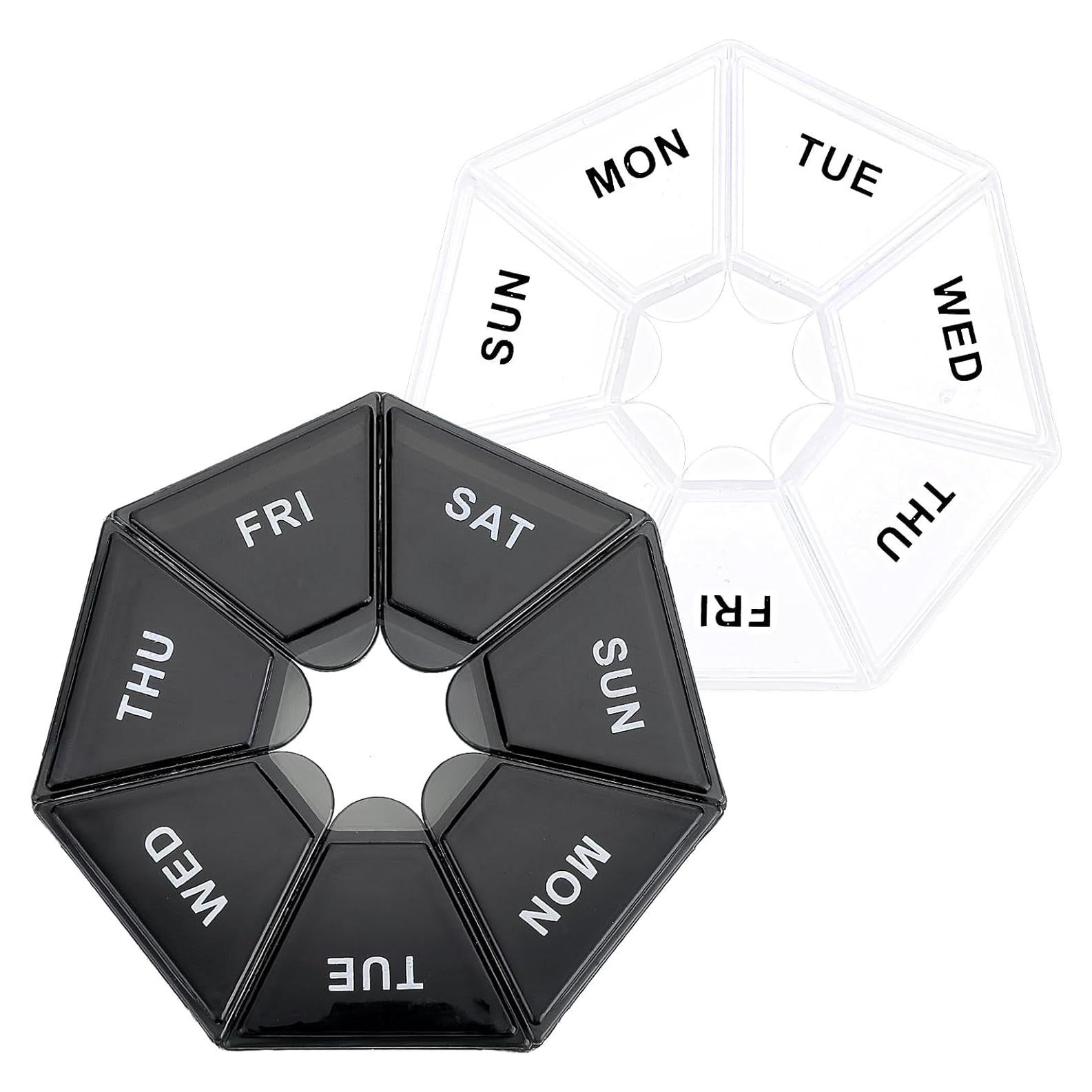 Organizador de Pastillas Sibba 7 Días 2 Pcs Portátil Negro