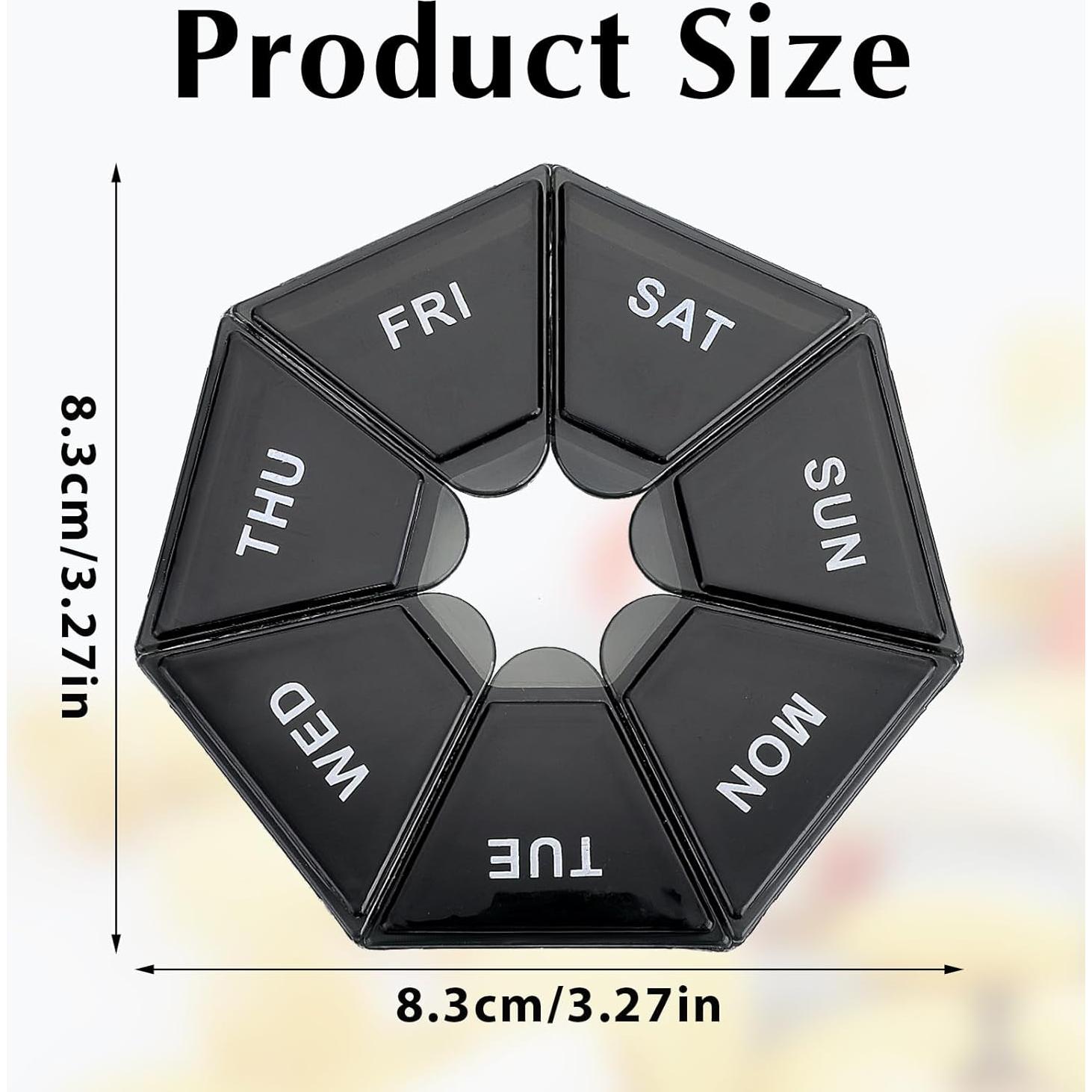 Organizador de Pastillas Sibba 7 Días 2 Pcs Portátil Negro