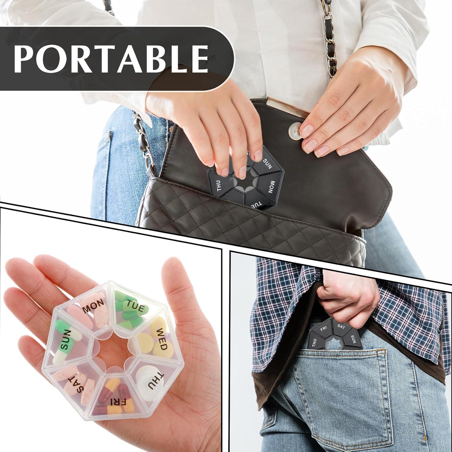 Organizador de Pastillas Sibba 7 Días 2 Pcs Portátil Negro