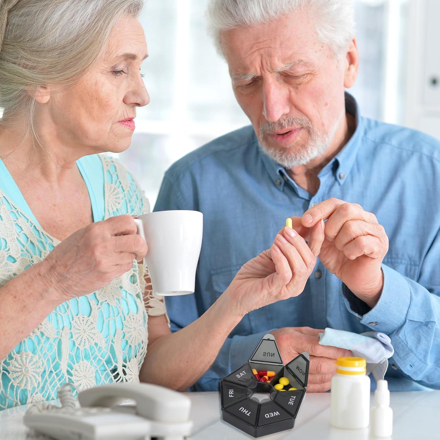 Organizador de Pastillas Sibba 7 Días 2 Pcs Portátil Negro