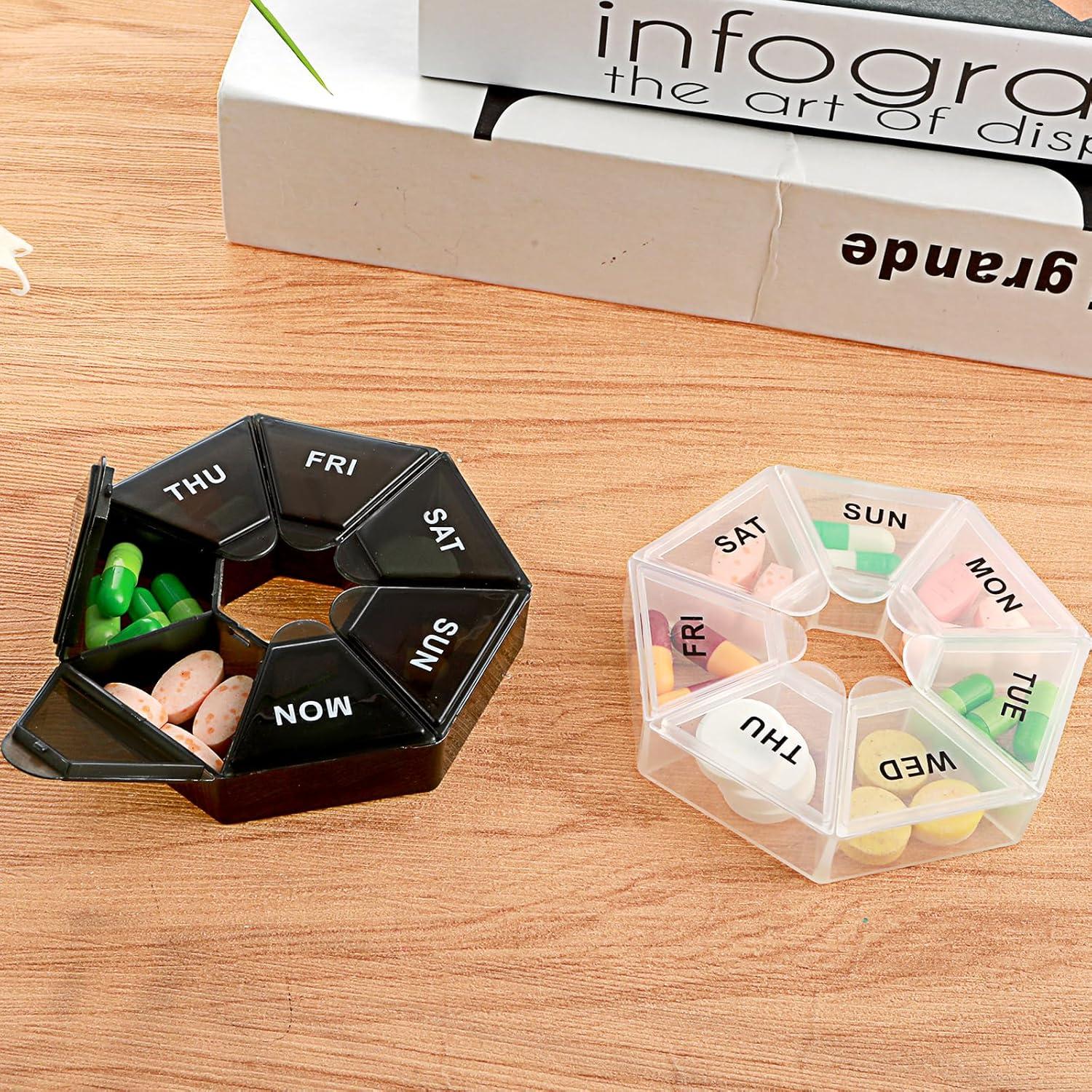 Organizador de Pastillas Sibba 7 Días 2 Pcs Portátil Negro