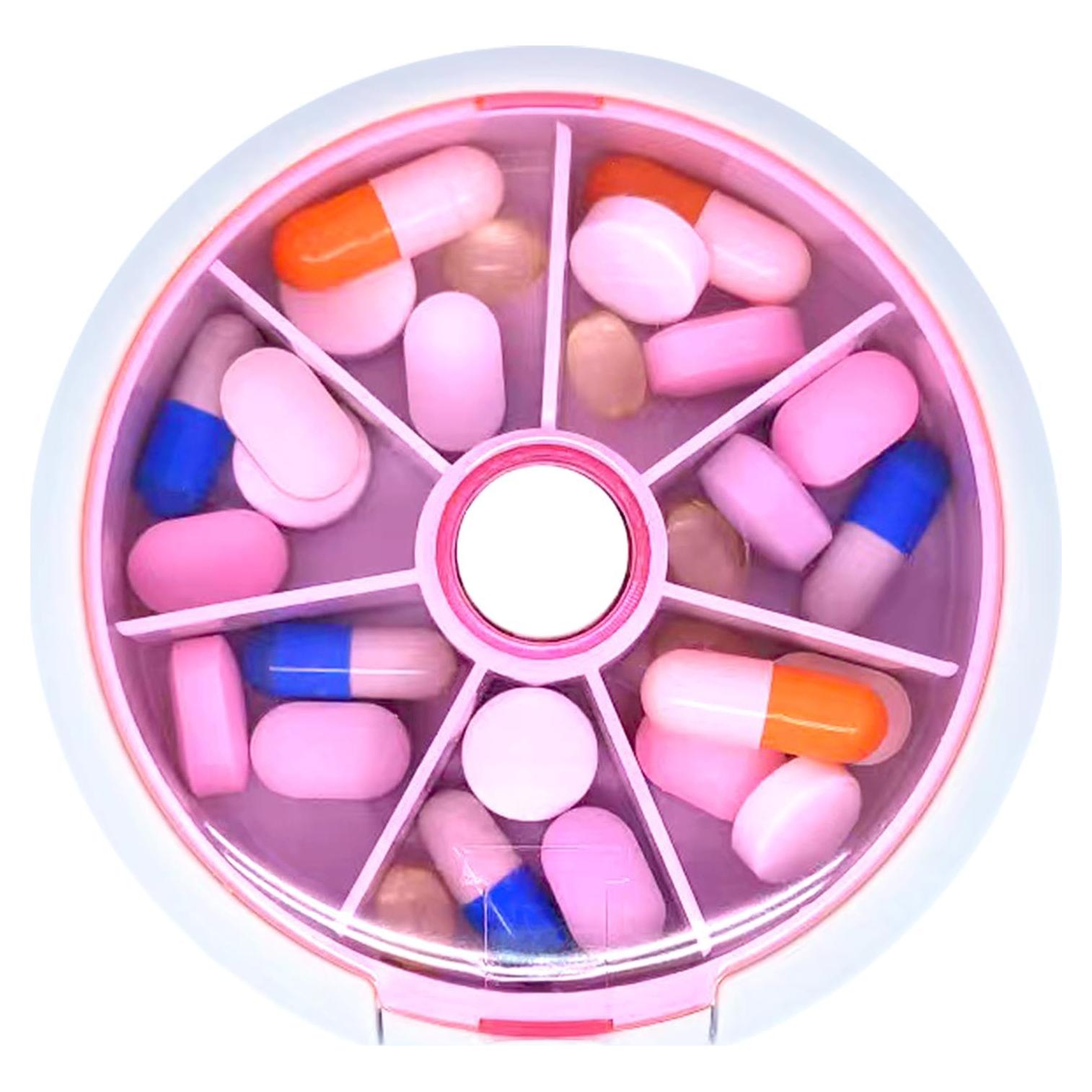 Organizador de Pastillas Giratorio INVODA Rosa 9cm Compacto