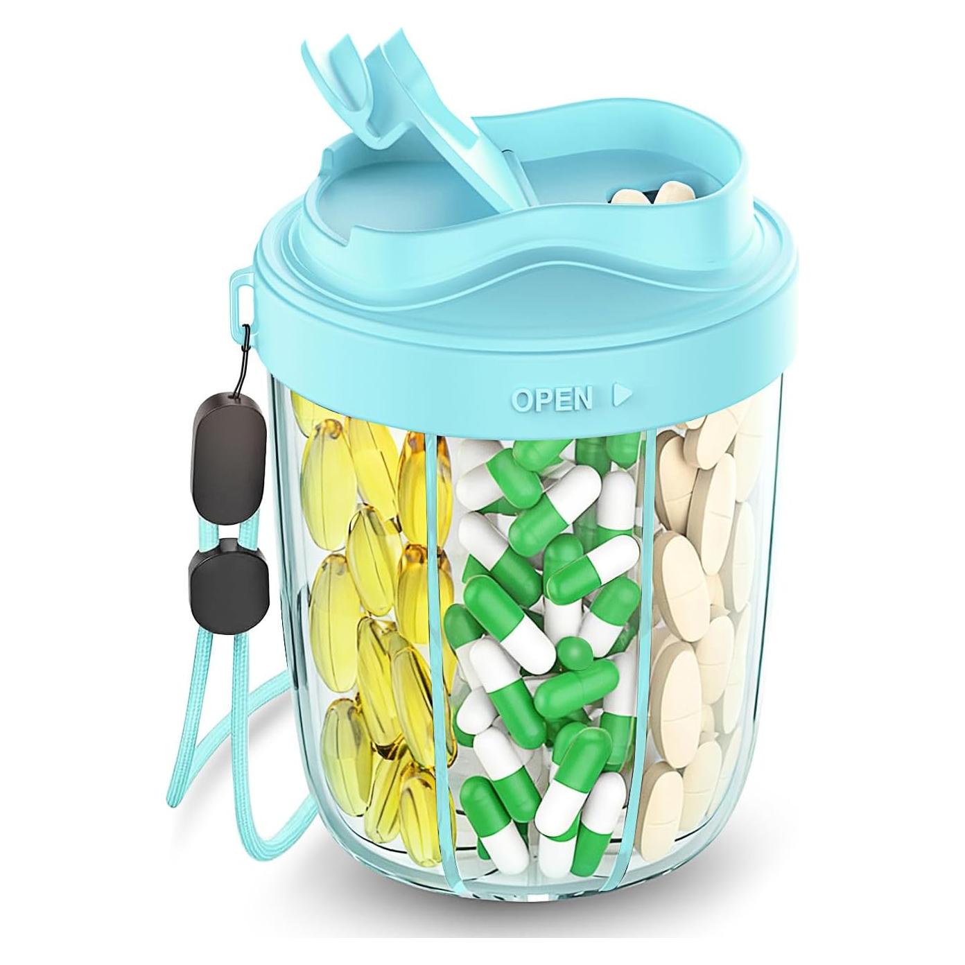 Dispensador de Pastillas Grande NAVIKIA 7 Compartimentos Azul