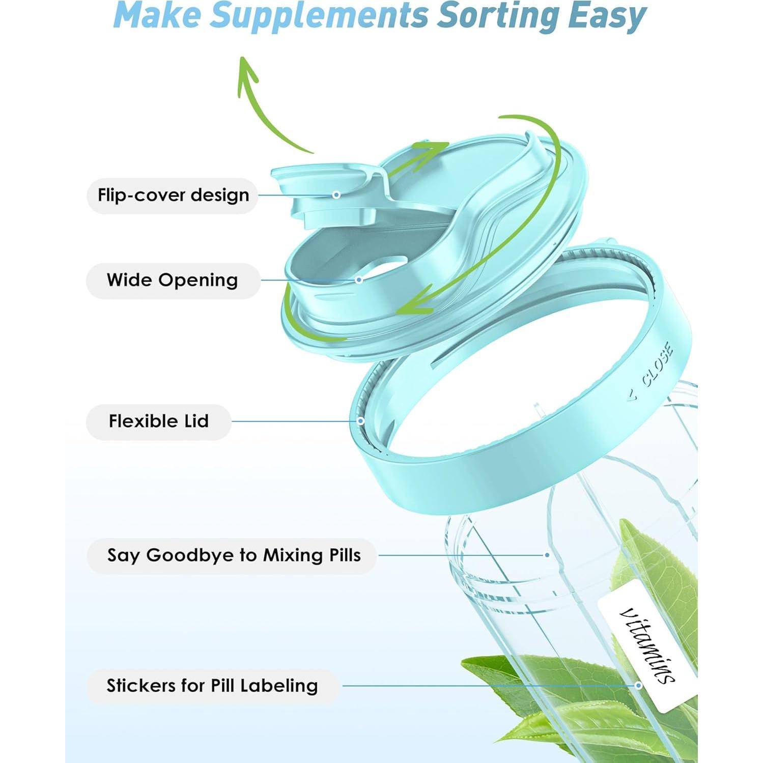 Dispensador de Pastillas Grande NAVIKIA 7 Compartimentos Azul