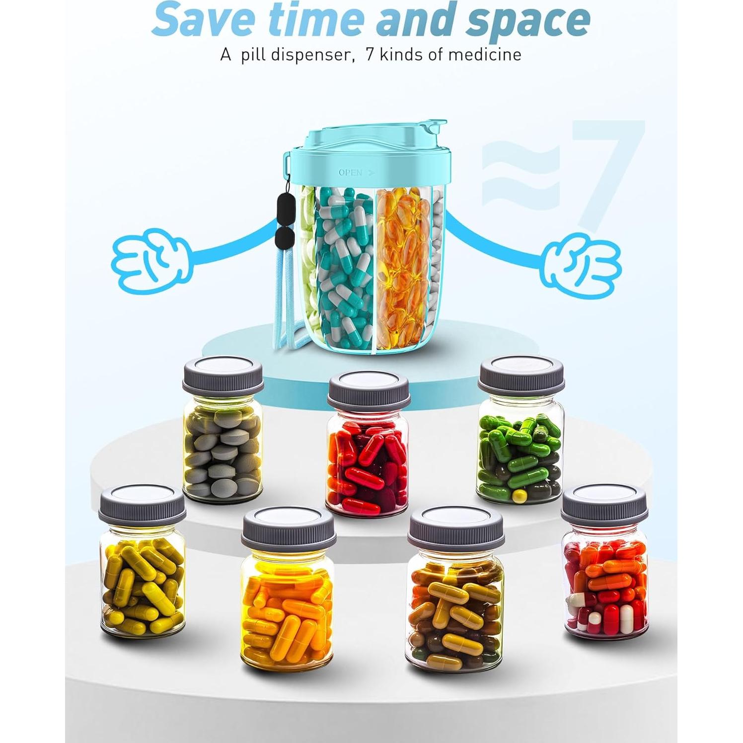 Dispensador de Pastillas Grande NAVIKIA 7 Compartimentos Azul