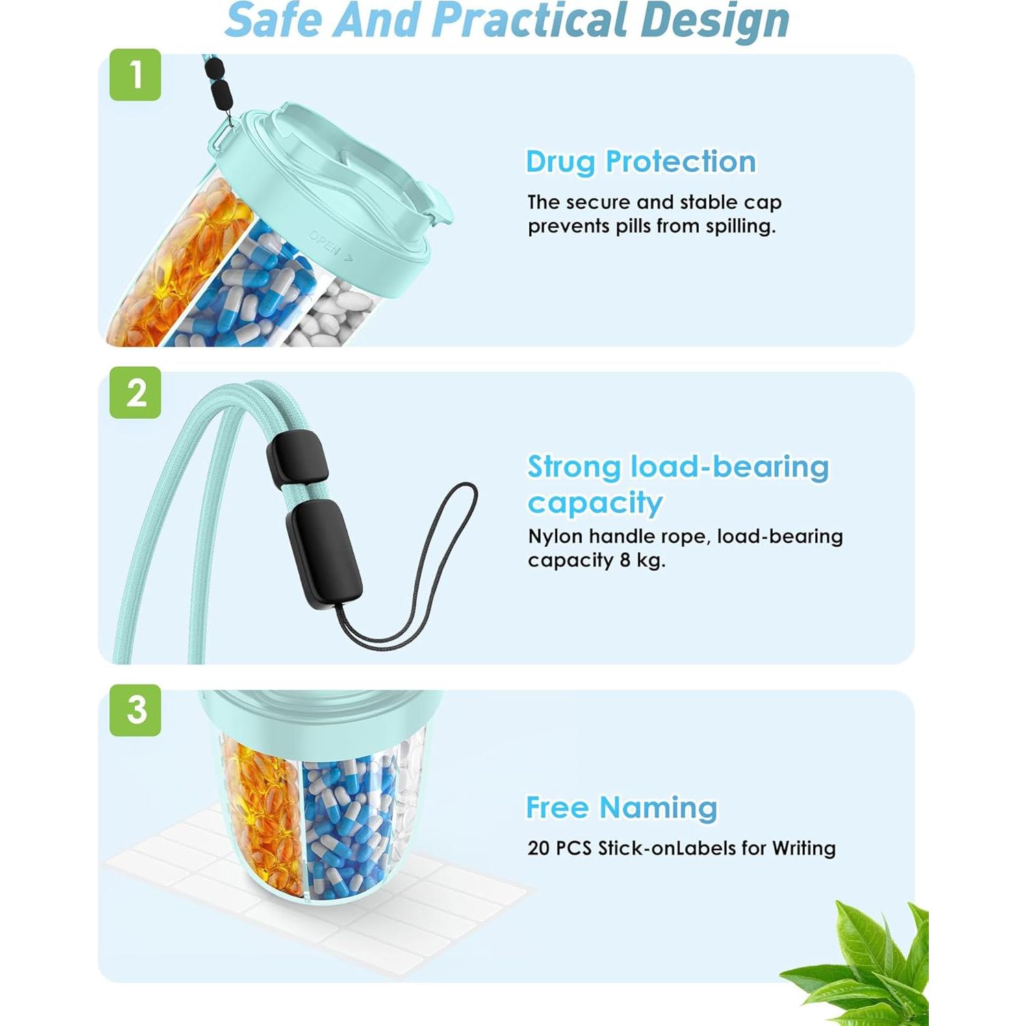 Dispensador de Pastillas Grande NAVIKIA 7 Compartimentos Azul