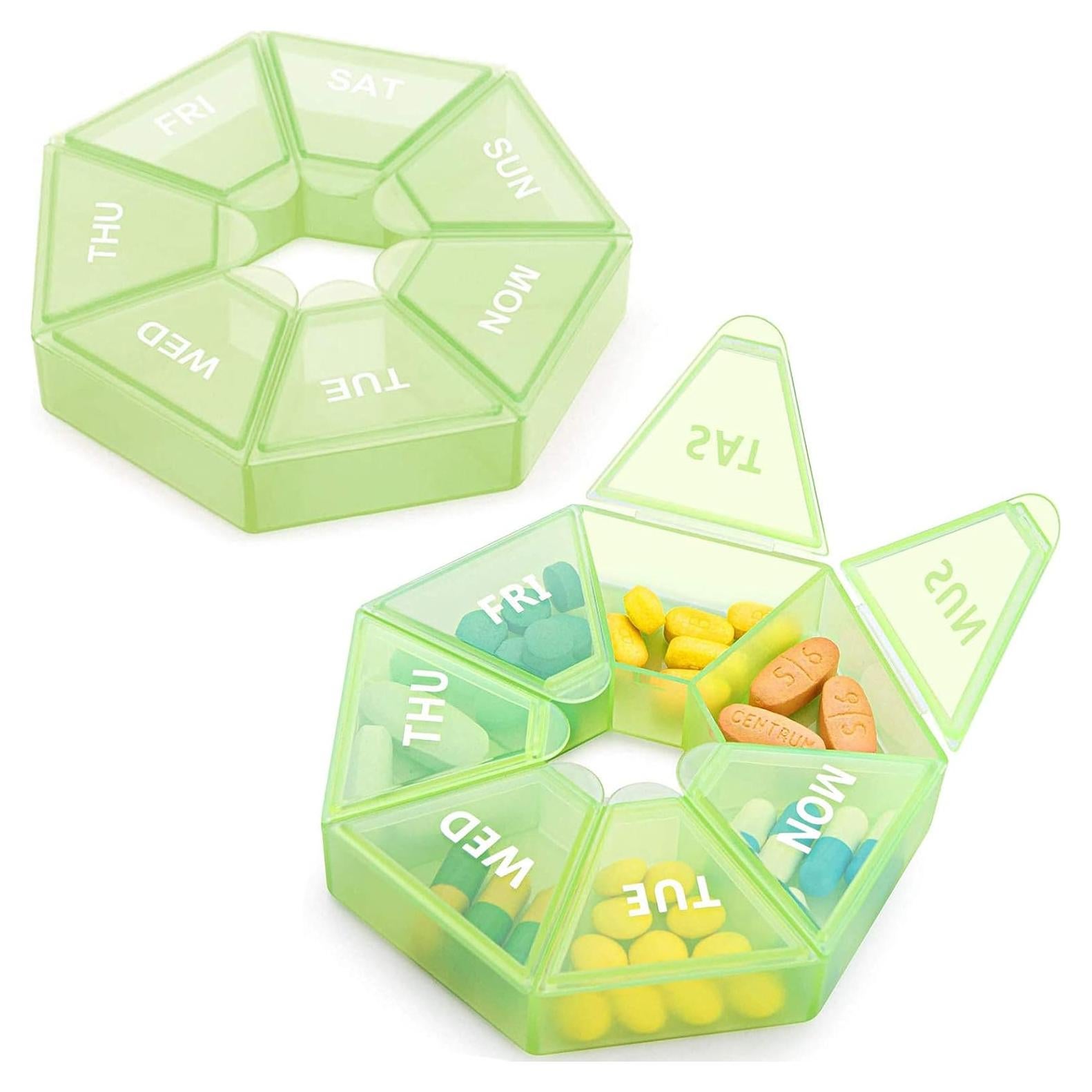 Organizador de Pastillas Semanal INVODA Verde 2PCS Grande
