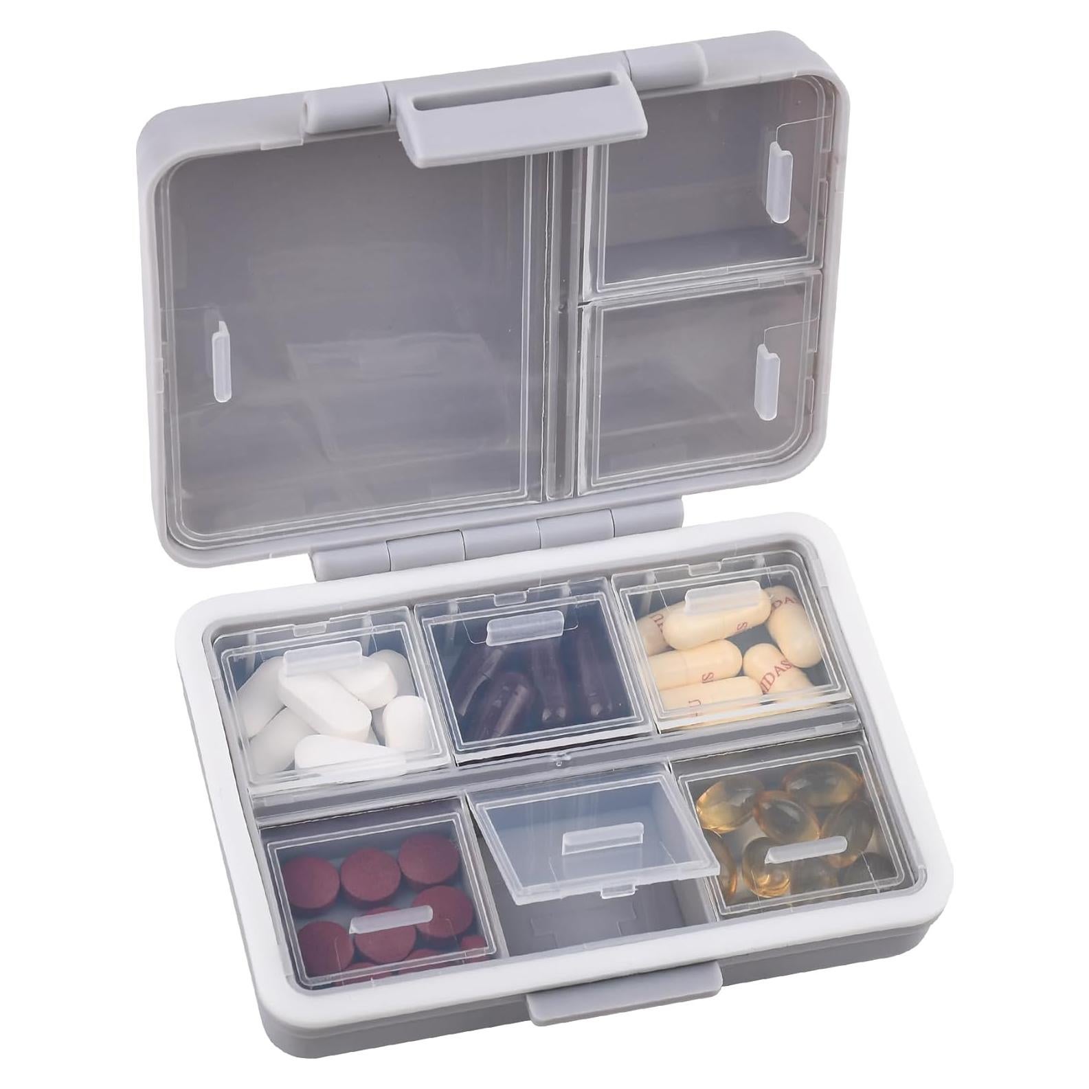 Organizador de Pastillas BUKACHE 9 Compartimentos Gris