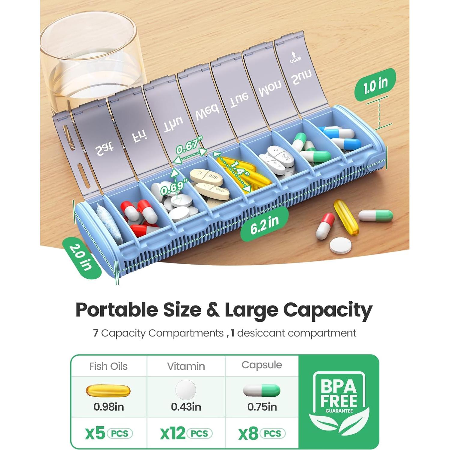 Organizador de Pastillas de Viaje Ideerfit Blanco 7 Días