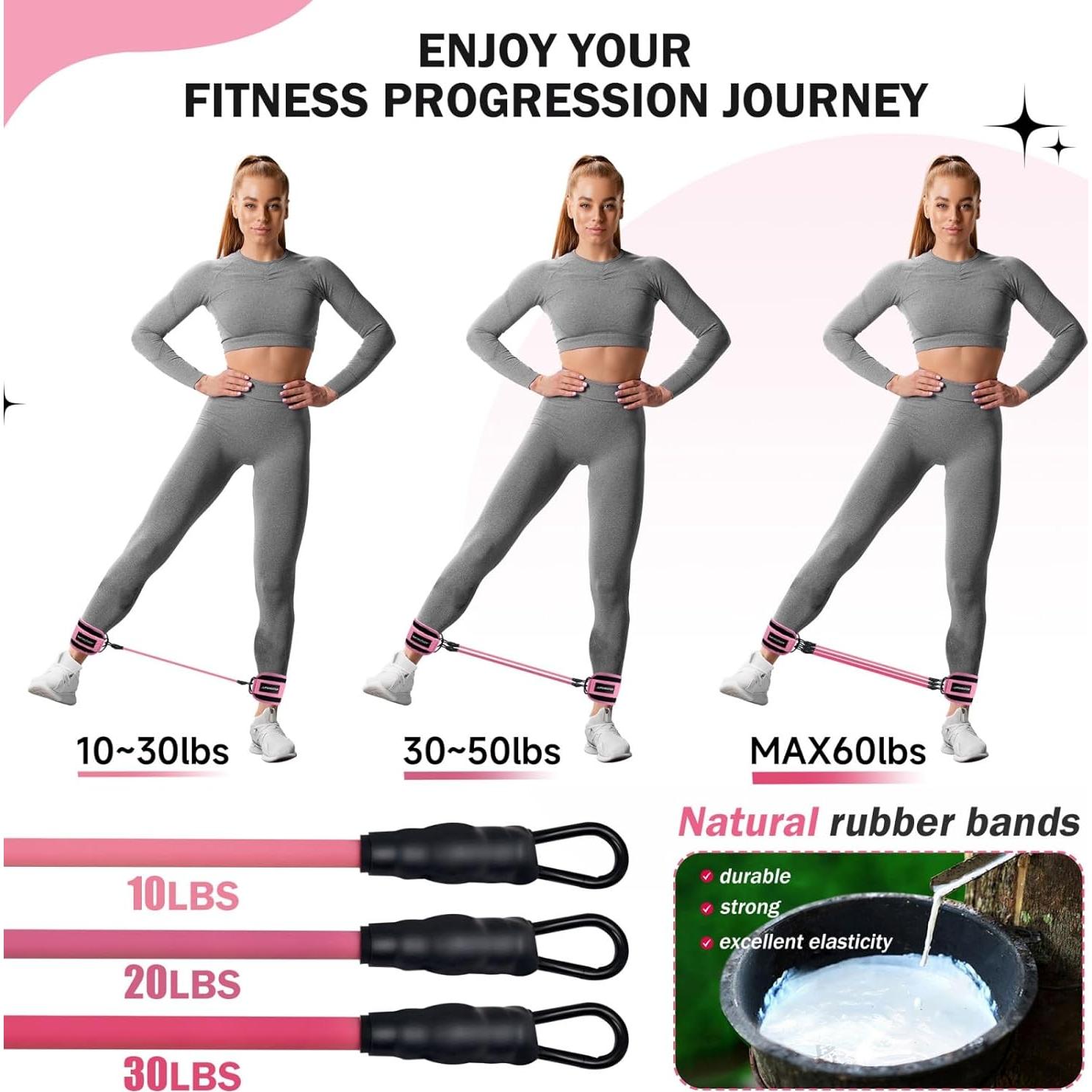 Bandas de Resistencia para Tobillos KICOSOADT - Rosa