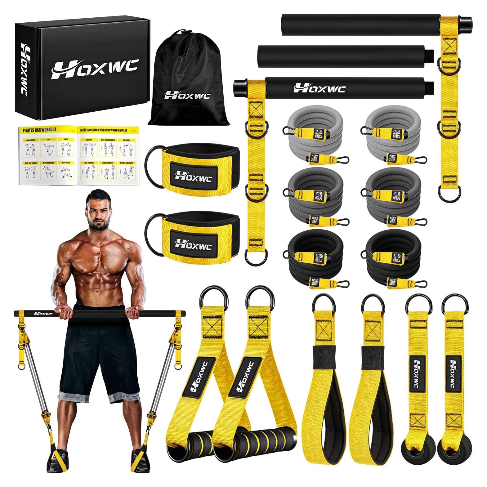 Kit de Barra de Pilates HOXWC con Bandas de Resistencia 122kg