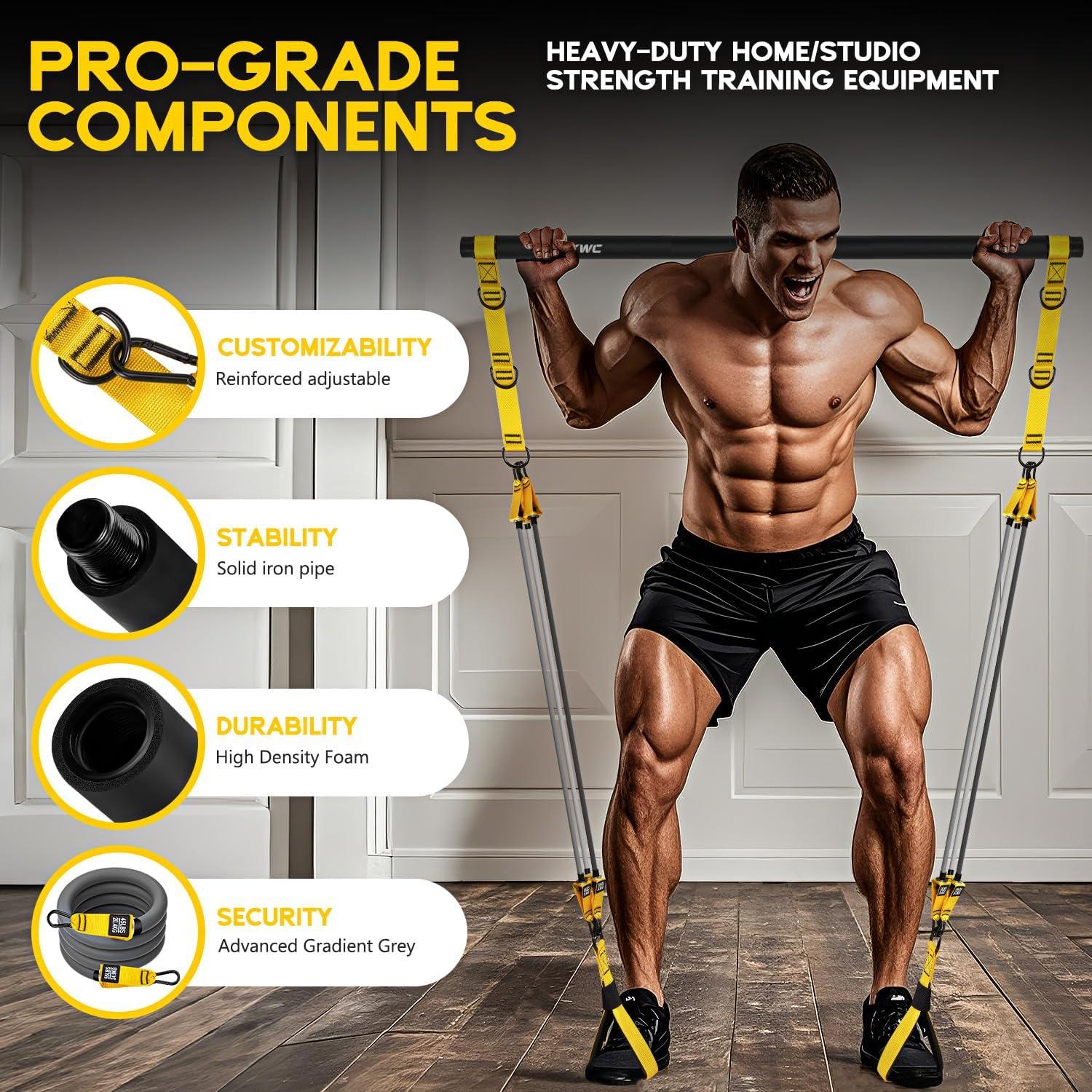 Kit de Barra de Pilates HOXWC con Bandas de Resistencia 122kg