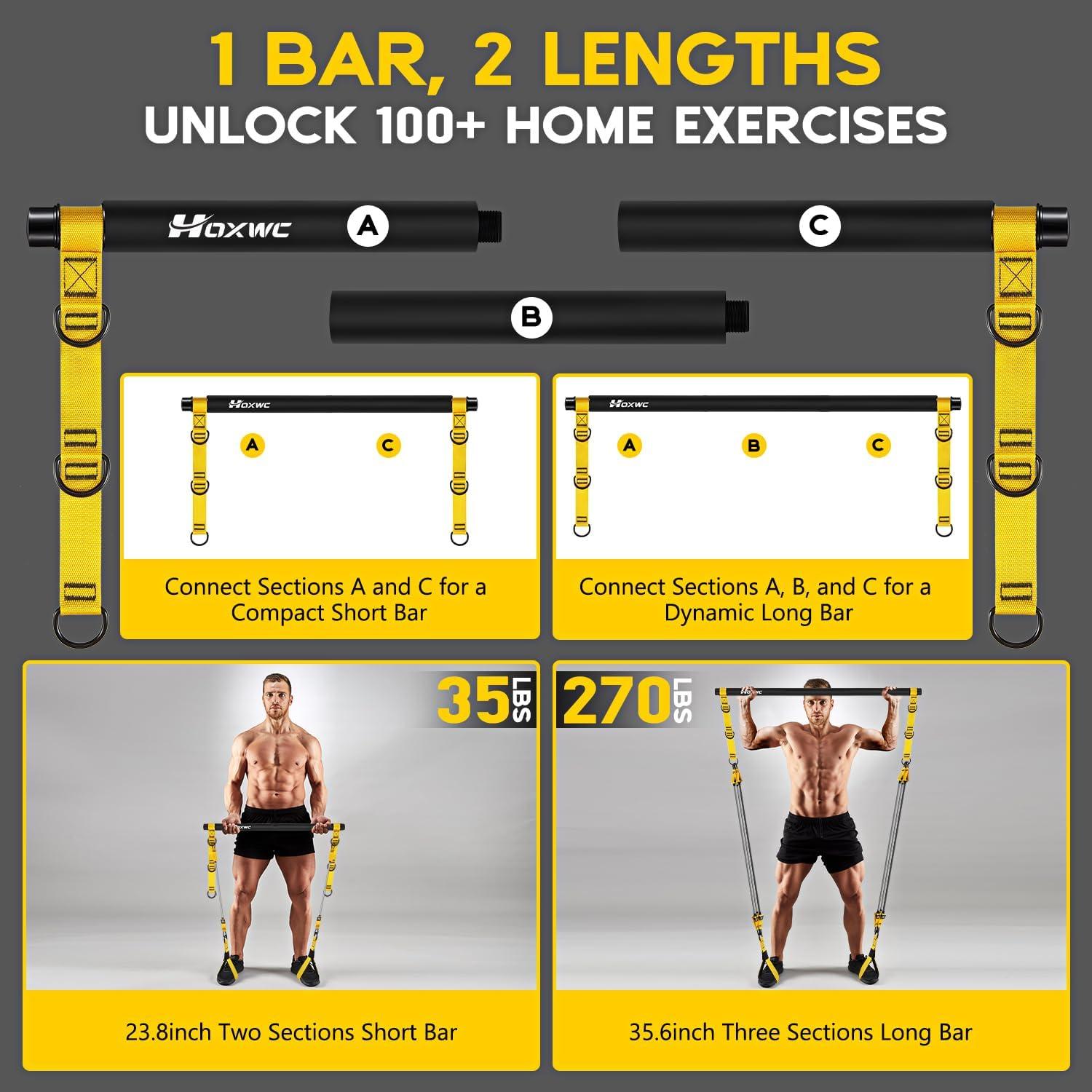 Kit de Barra de Pilates HOXWC con Bandas de Resistencia 122kg