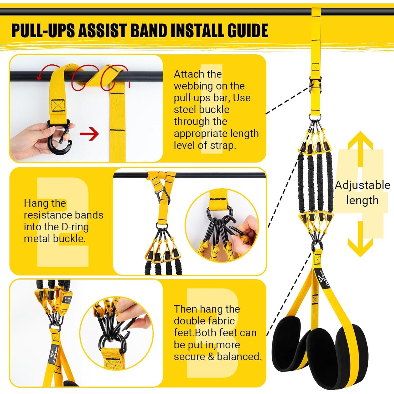 Bandas de Asistencia para Dominadas COFOF Ajustables 70-280 lbs