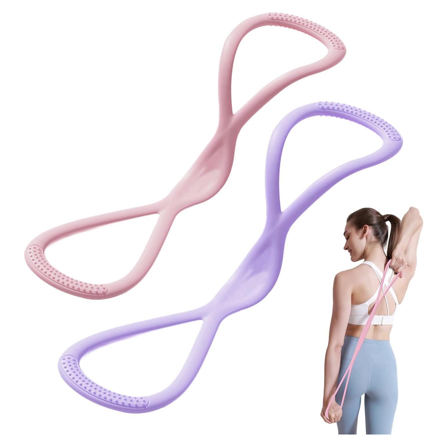 2Pack Banda de Resistencia en Forma de 8 Genérica - Rosa y Púrpura