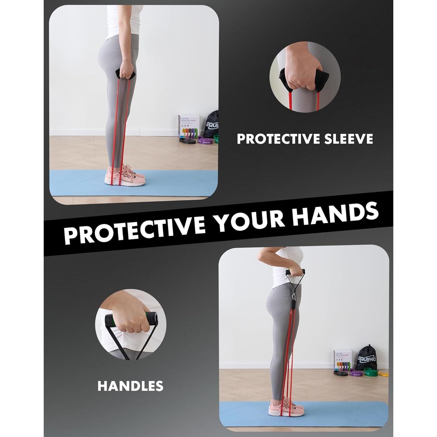 Bandas de Resistencia Equipro con Mangos y Ancla de Puerta