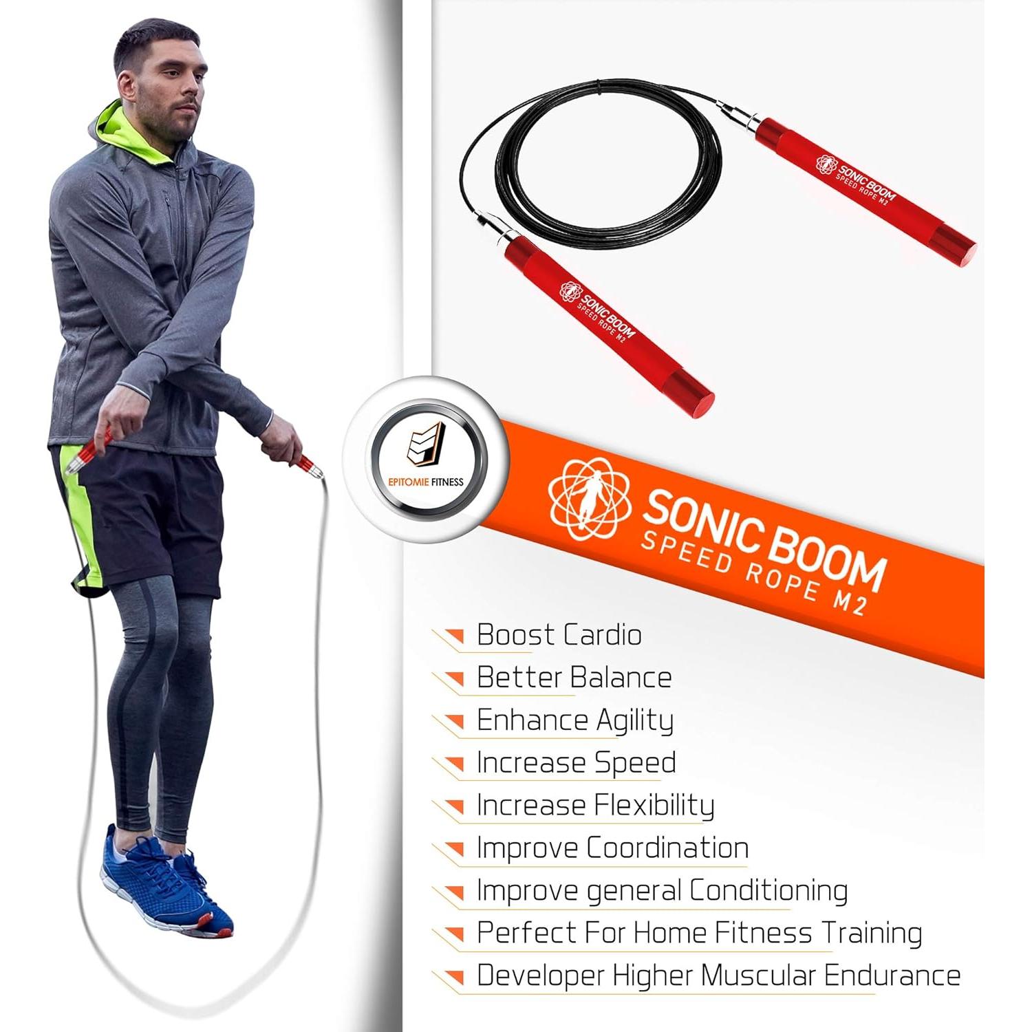 Cuerda de Salto Epitomie Fitness Sonic Boom M2 3.05m Rojo