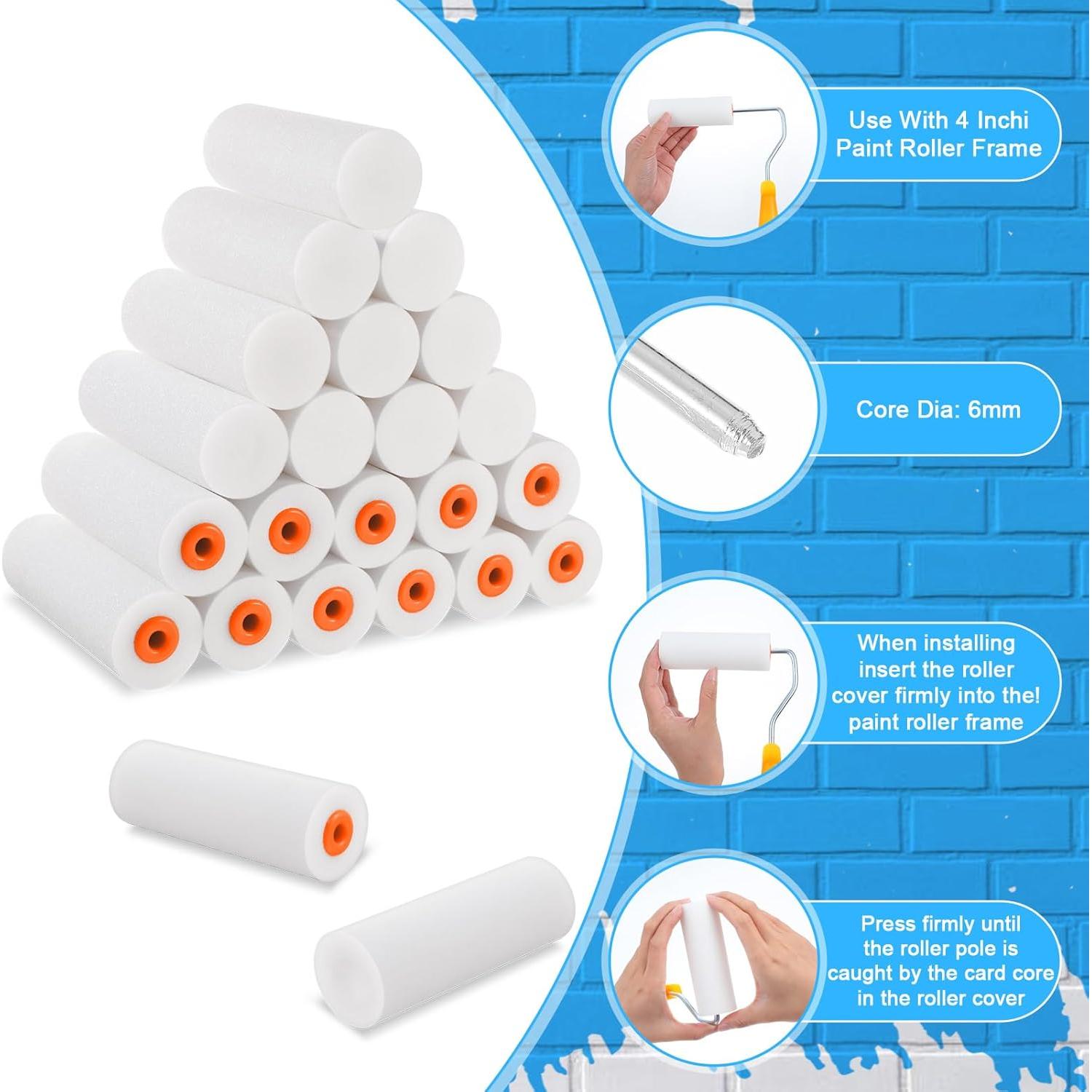 100 Pcs Rodillo de Pintura de Espuma 10 cm JOUTYFOR Blanco