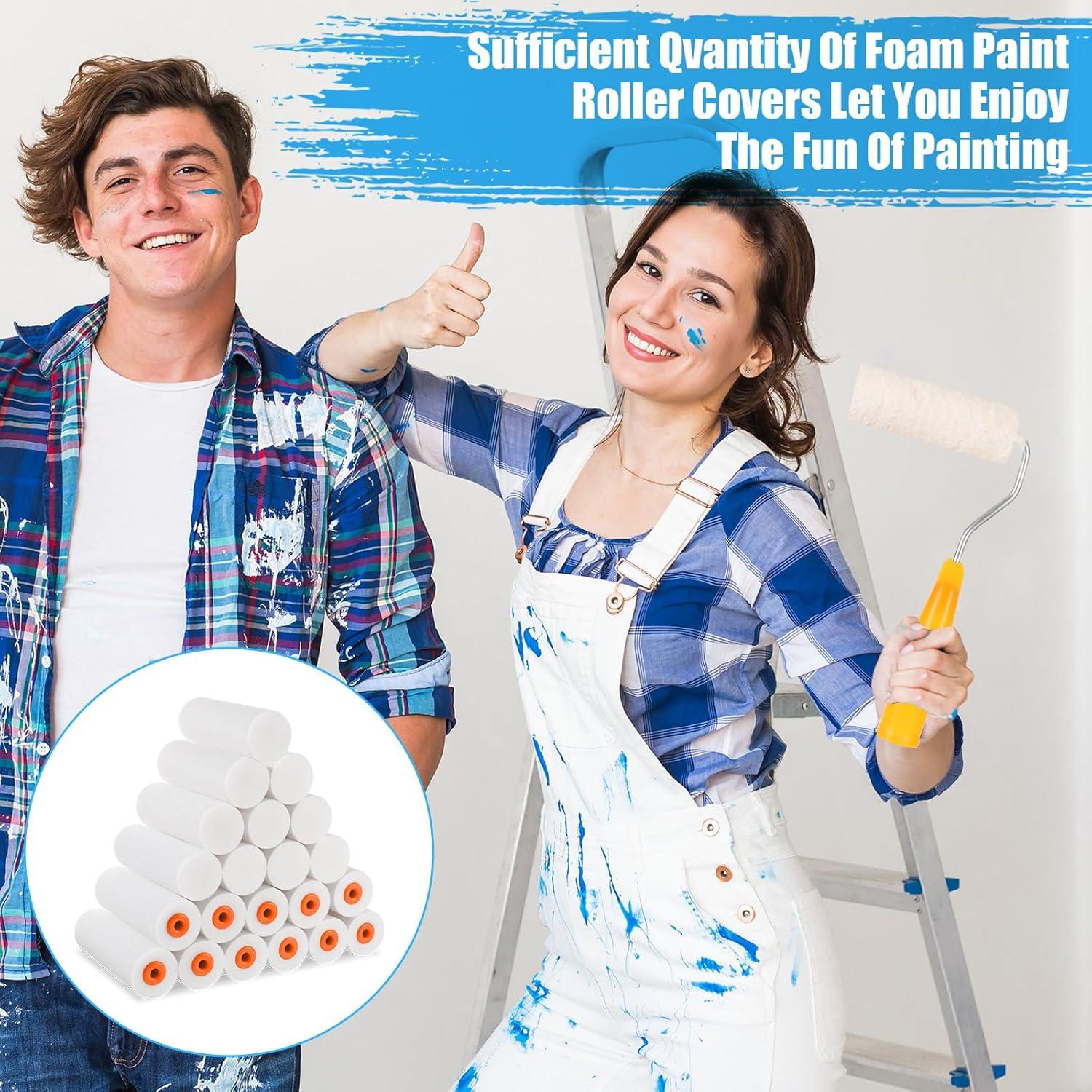 100 Pcs Rodillo de Pintura de Espuma 10 cm JOUTYFOR Blanco