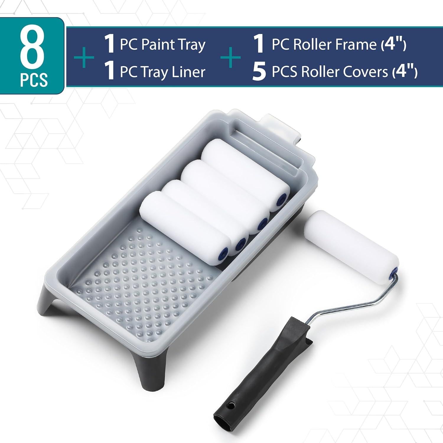 Juego de Rodillos de Pintura de Espuma Bates 4" 8 Piezas